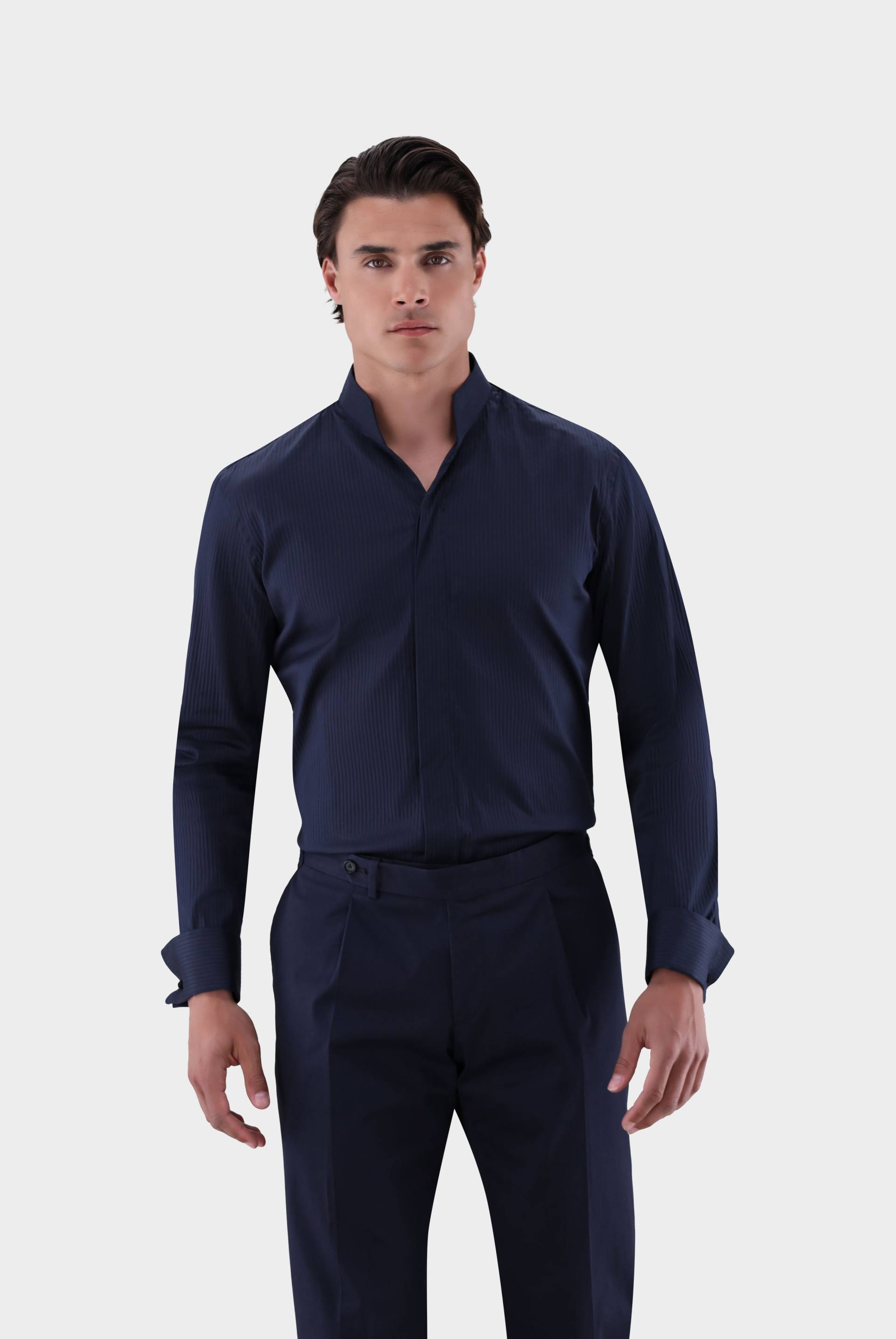 Hemd mit Doppelmanschette und Stehkragen von van Laack