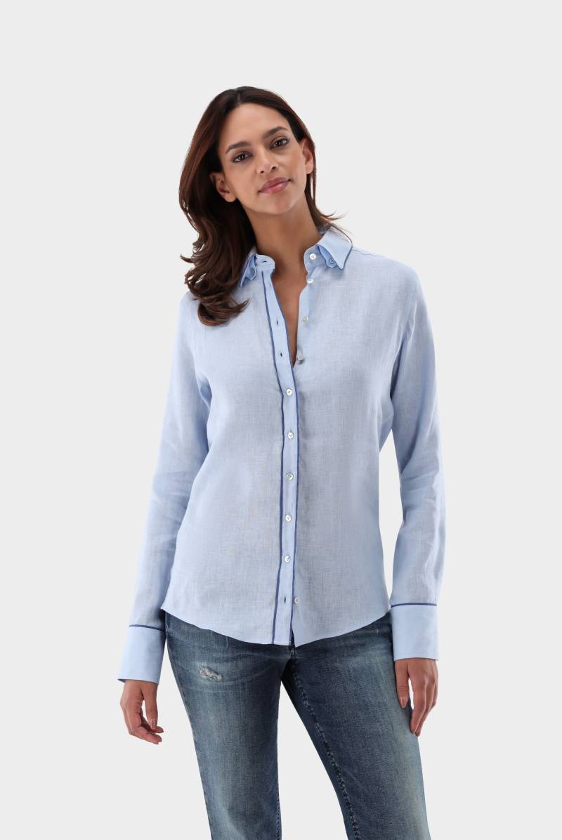 Hemdbluse aus Leinen mit Kontrastpaspel von van Laack