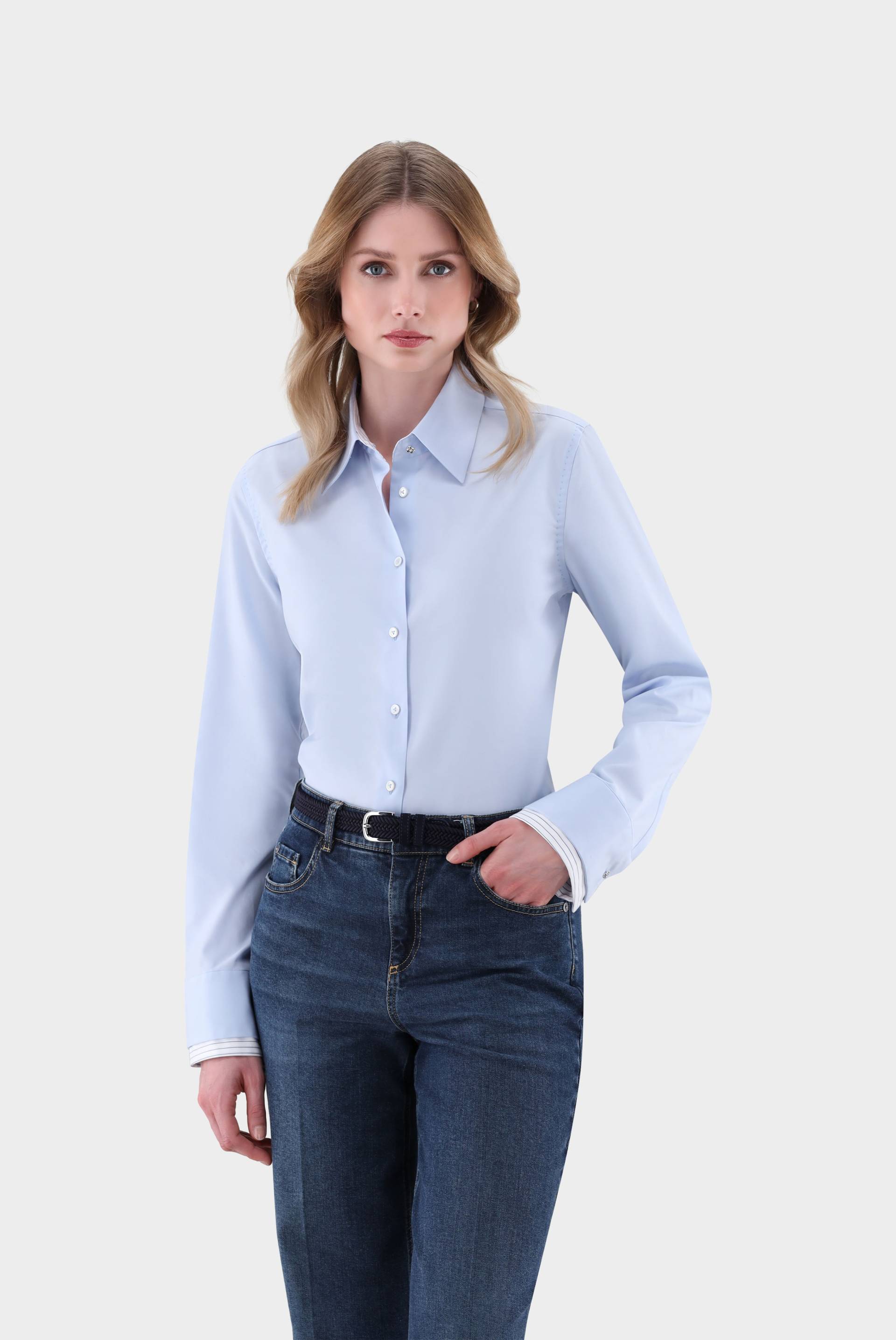 Hemdbluse mit Doppelmanschette und Kontrasten von van Laack