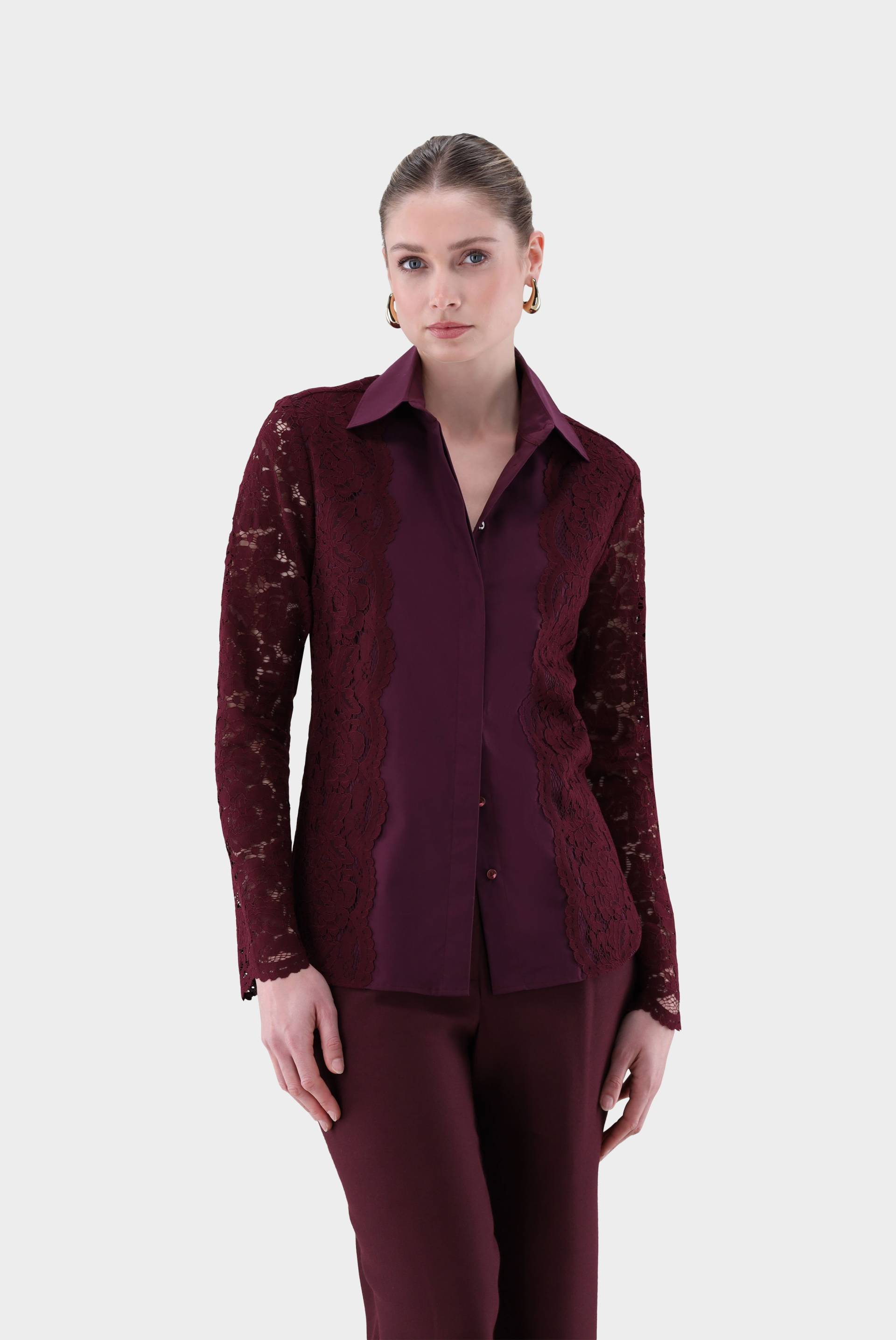 Hemdbluse mit Spitzenärmeln von van Laack