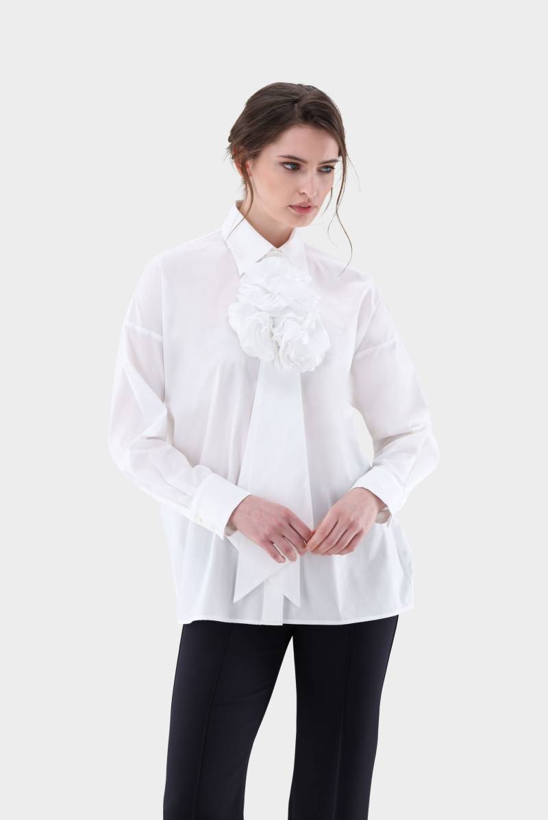 Hemdbluse mit abnehmbarer Rosen-Schleife von van Laack