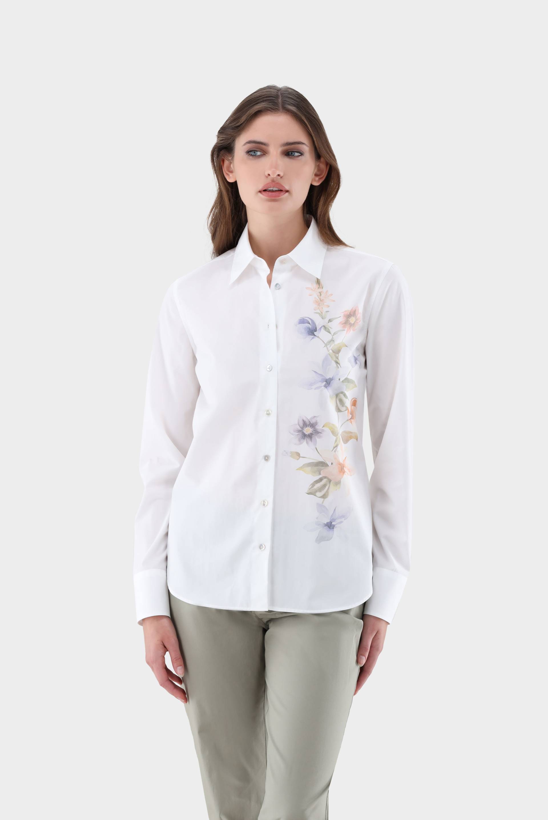 Hemdbluse mit platziertem Blumendruck von van Laack