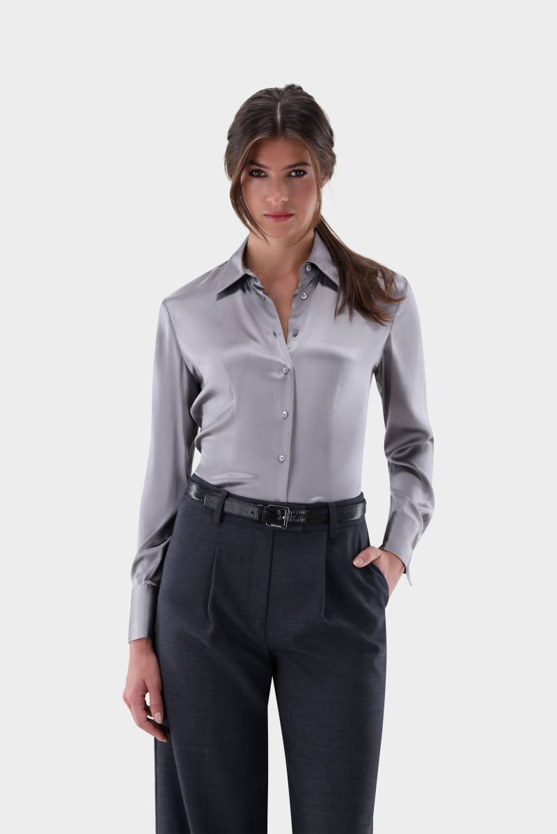 Hemdbluse tailliert aus Seidensatin-Stretch von van Laack