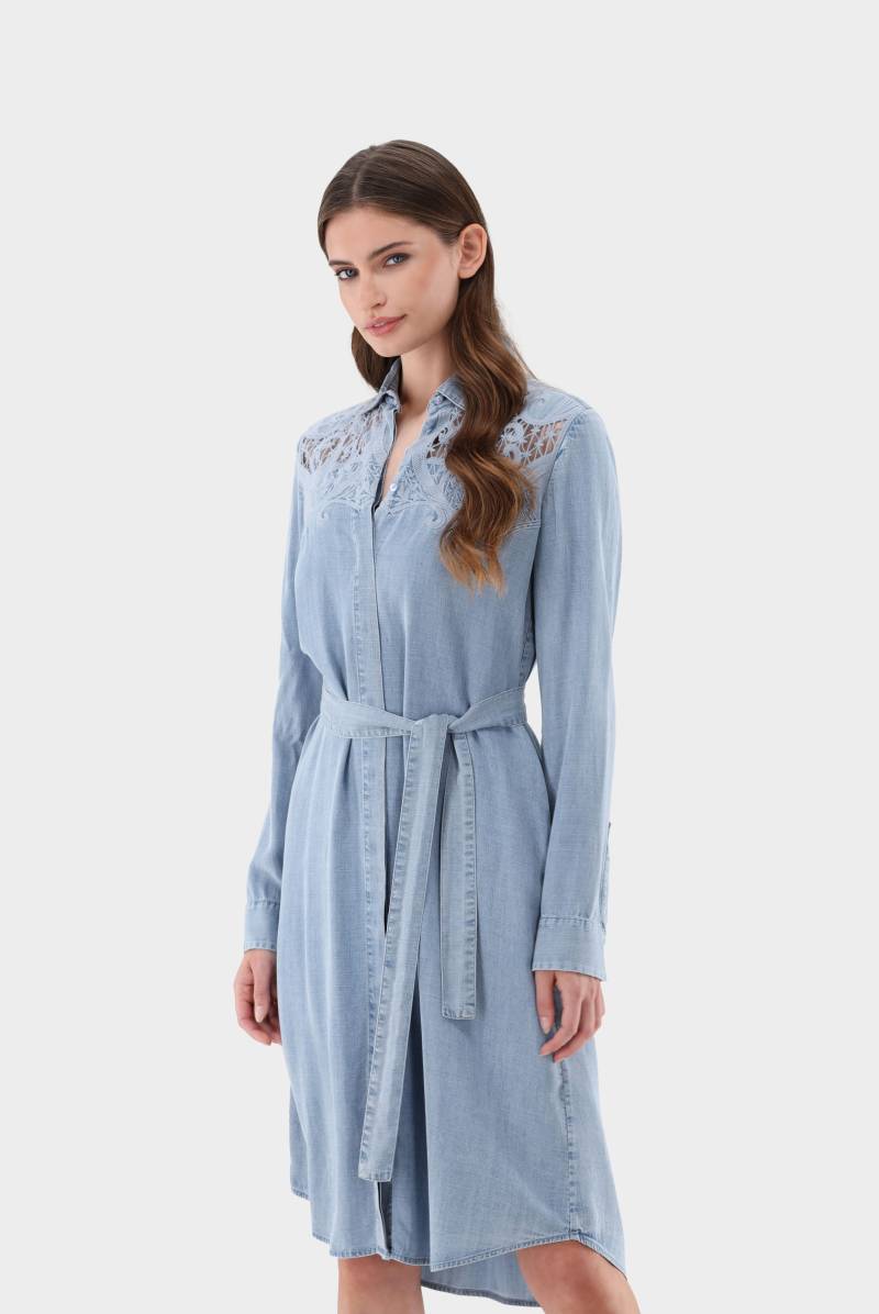 Hemdblusenkleid mit Spitzenausschnitten in Jeans-Optik von van Laack