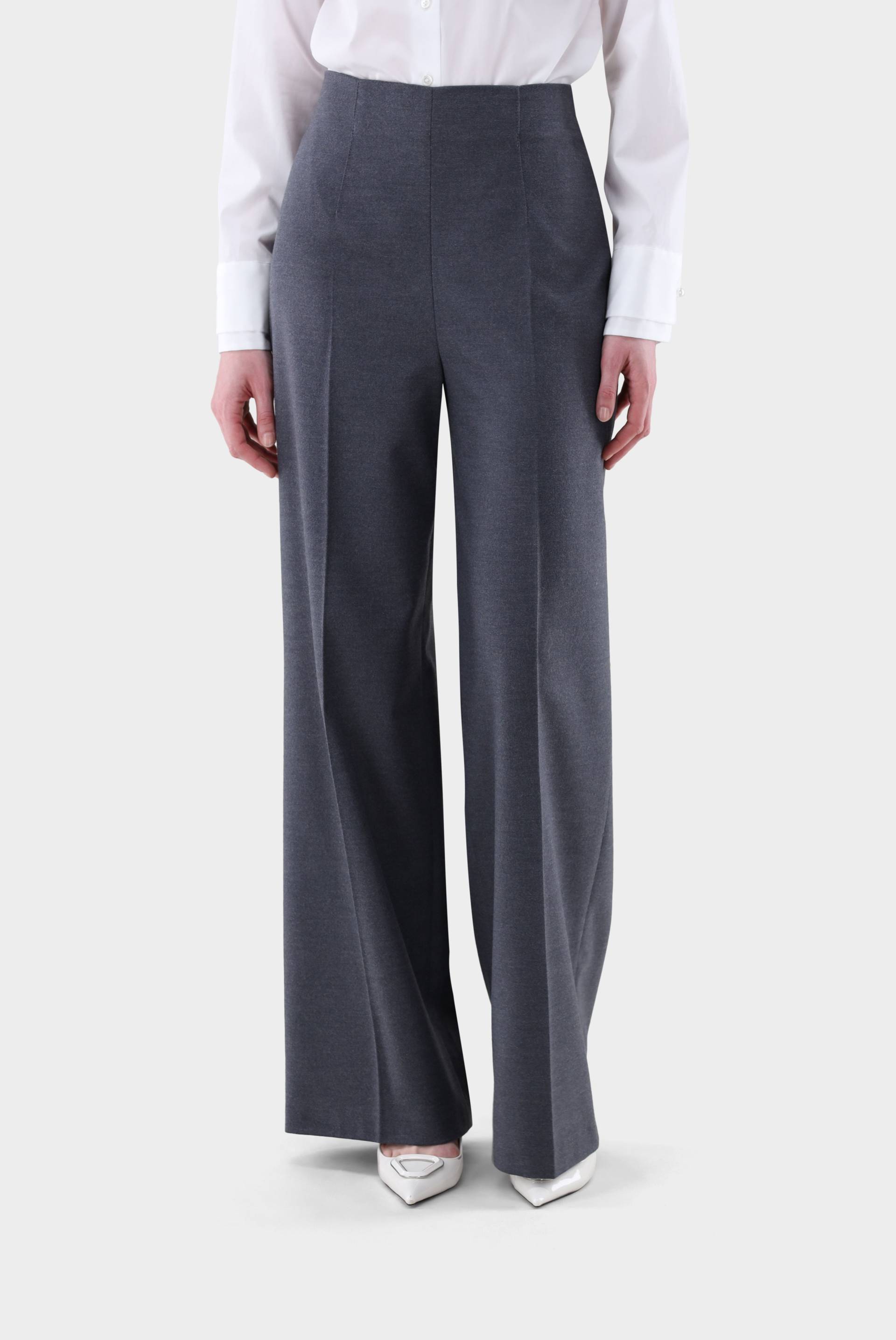 Hose mit weitem Bein und Bügelfalten von van Laack