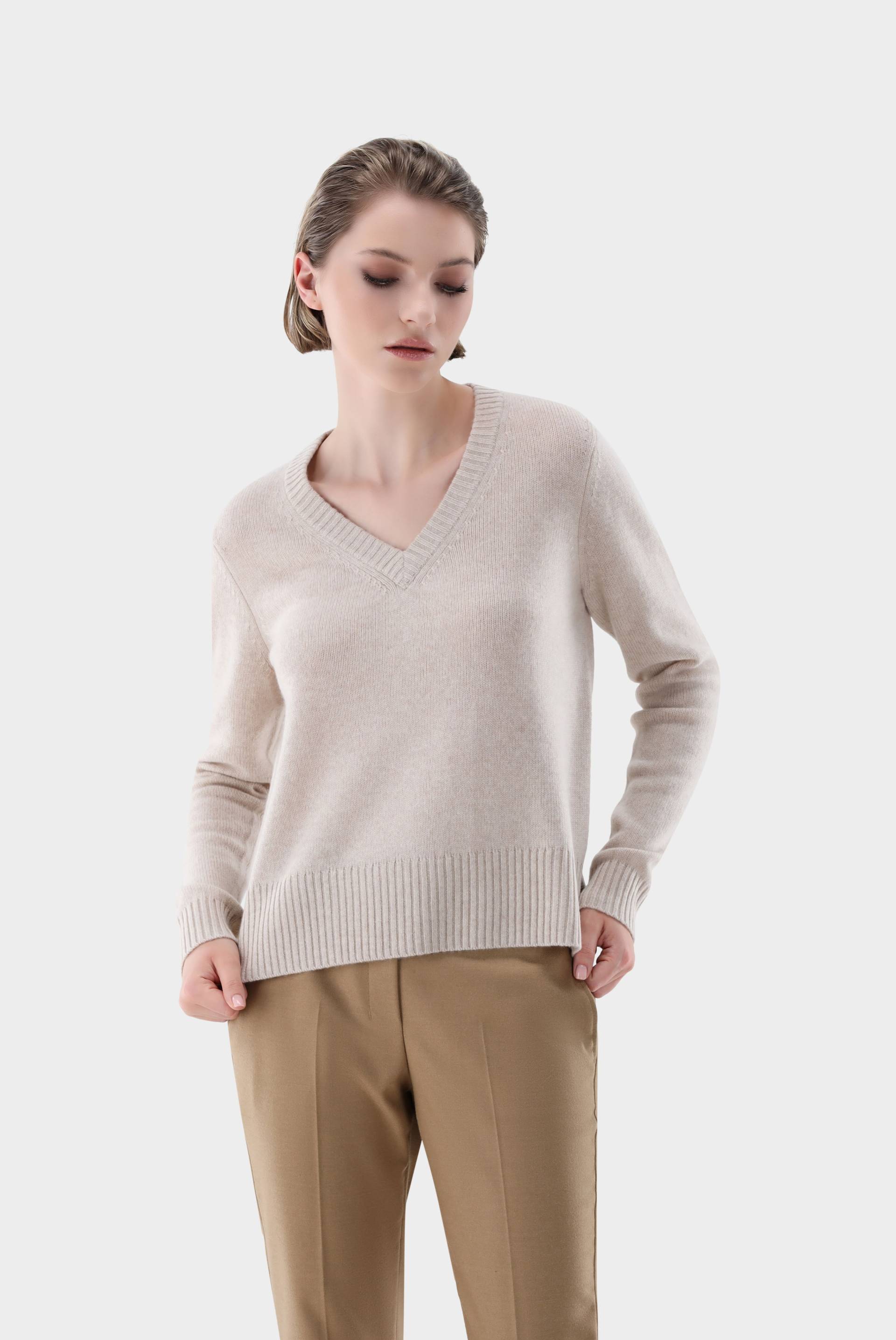 Kaschmir Pullover mit V-Ausschnitt von van Laack