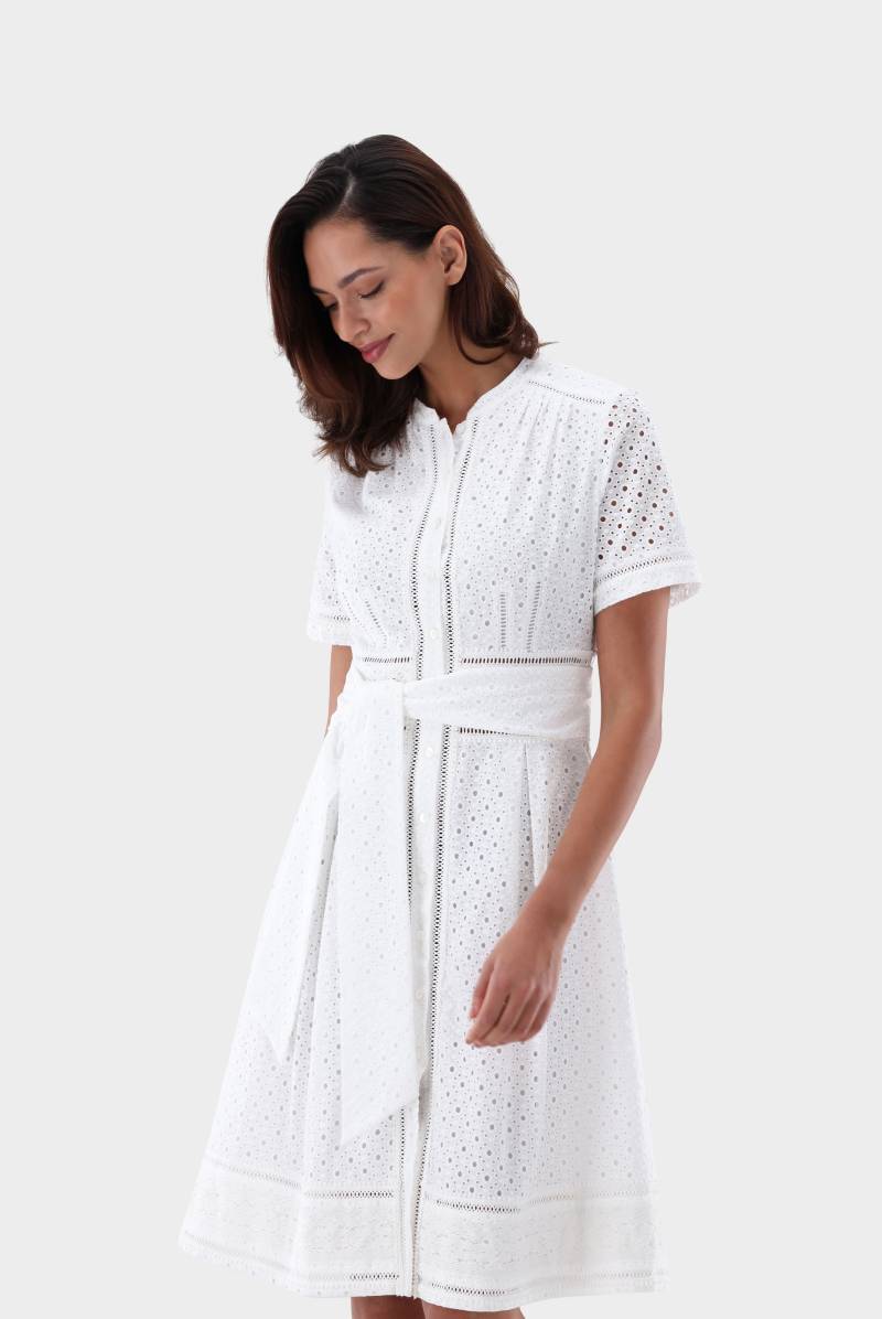 Kleid mit Lochstickerei knielang von van Laack