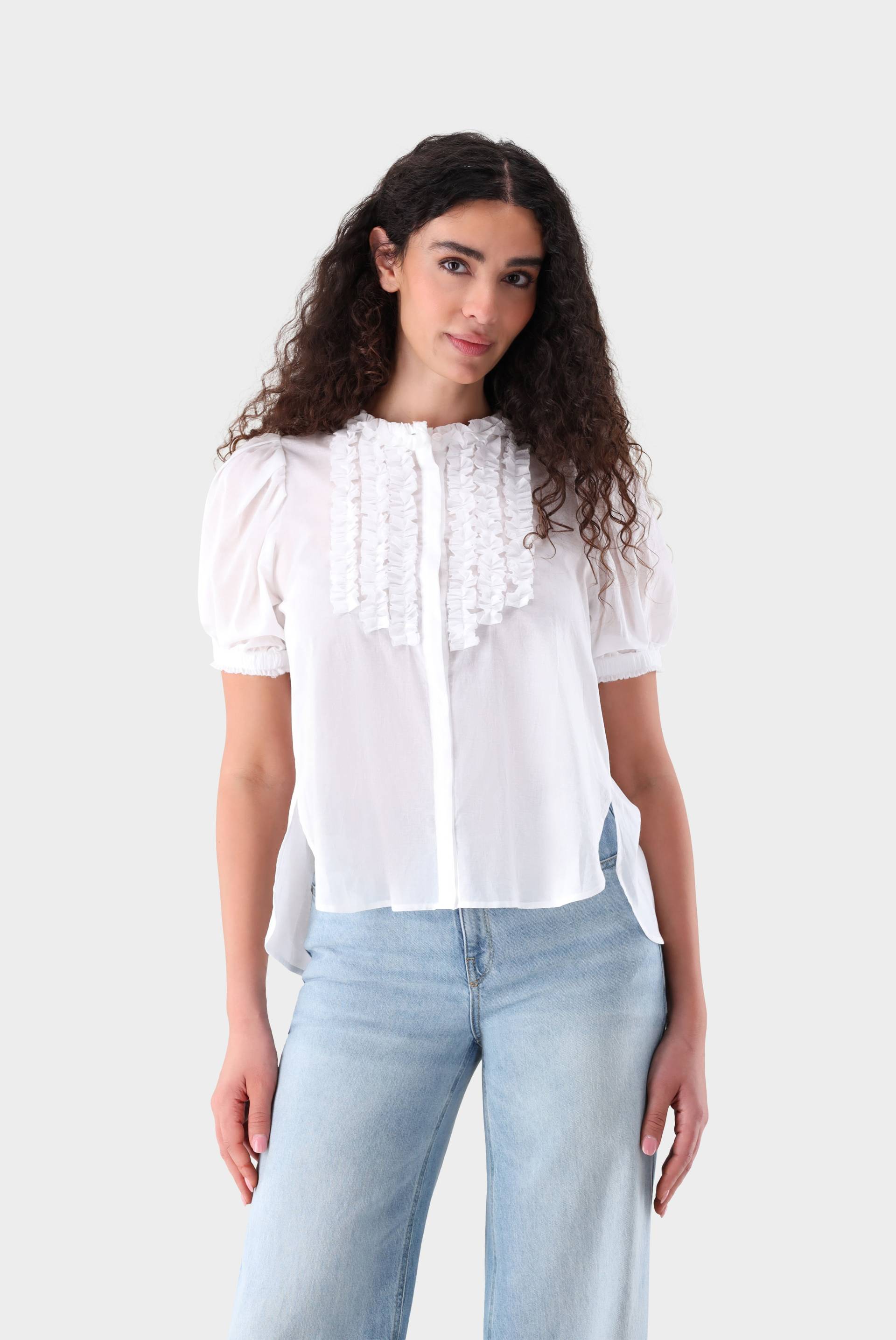 Kurzarm Bluse mit Rüschen von van Laack