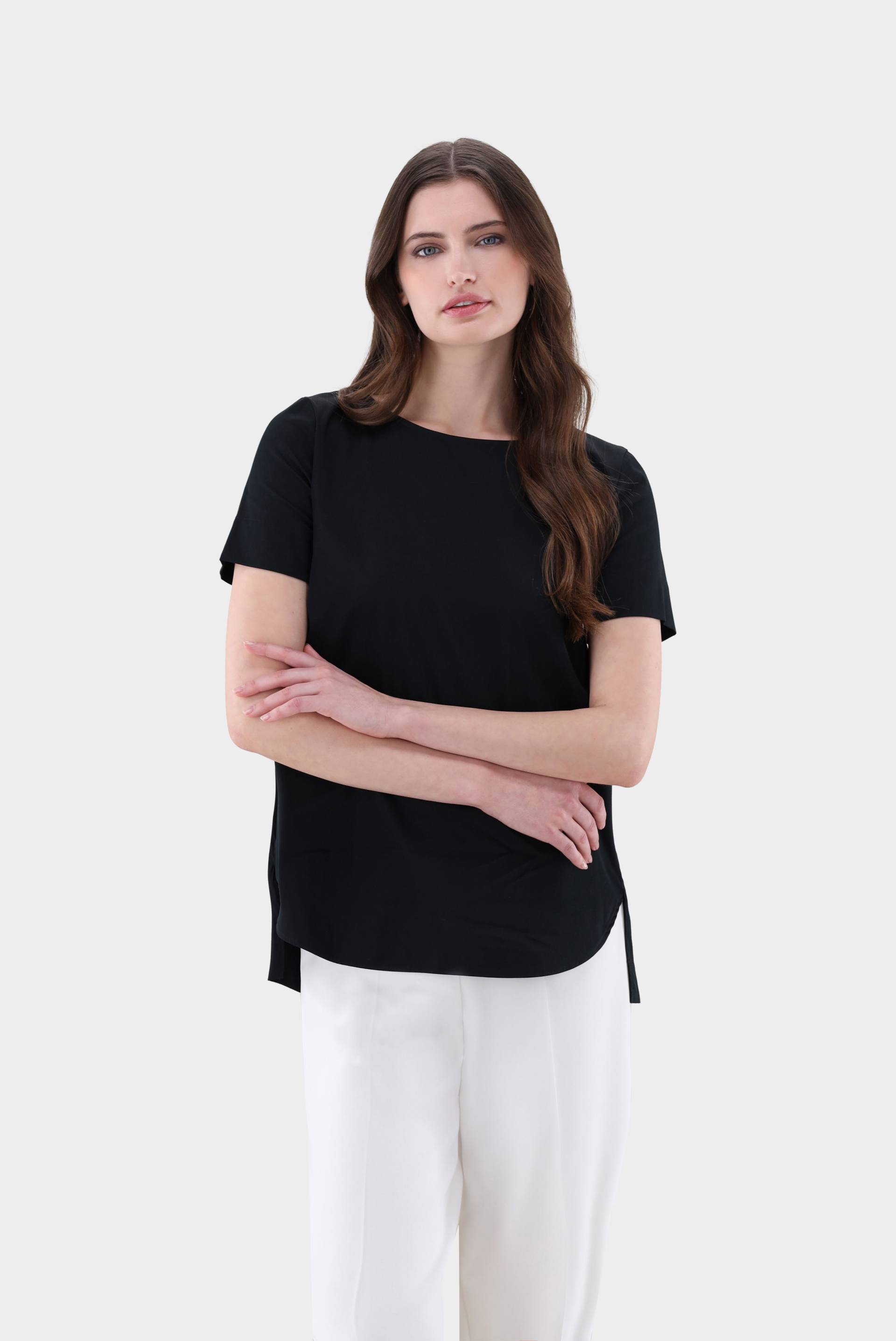Kurzarm Bluse mit U-Ausschnitt von van Laack