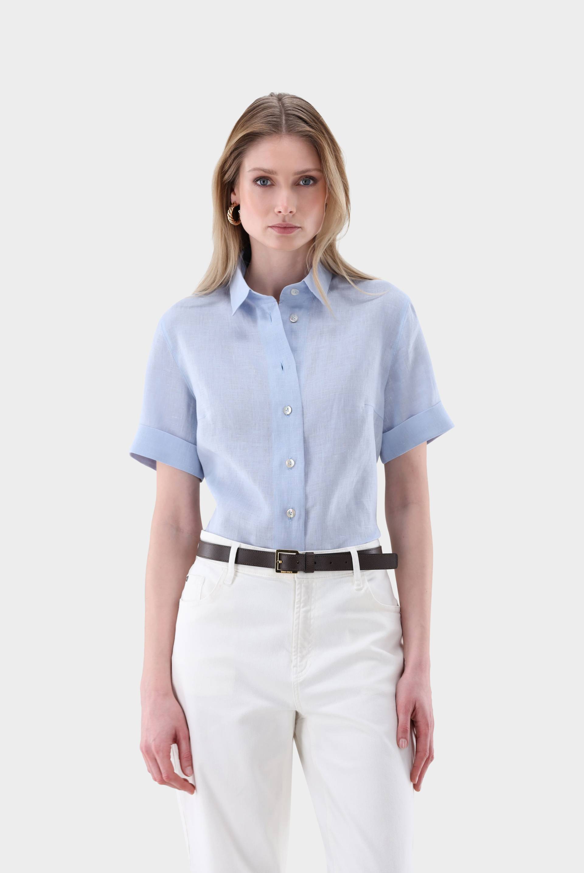 Kurzarm Hemdbluse aus Leinen Boxy Fit von van Laack