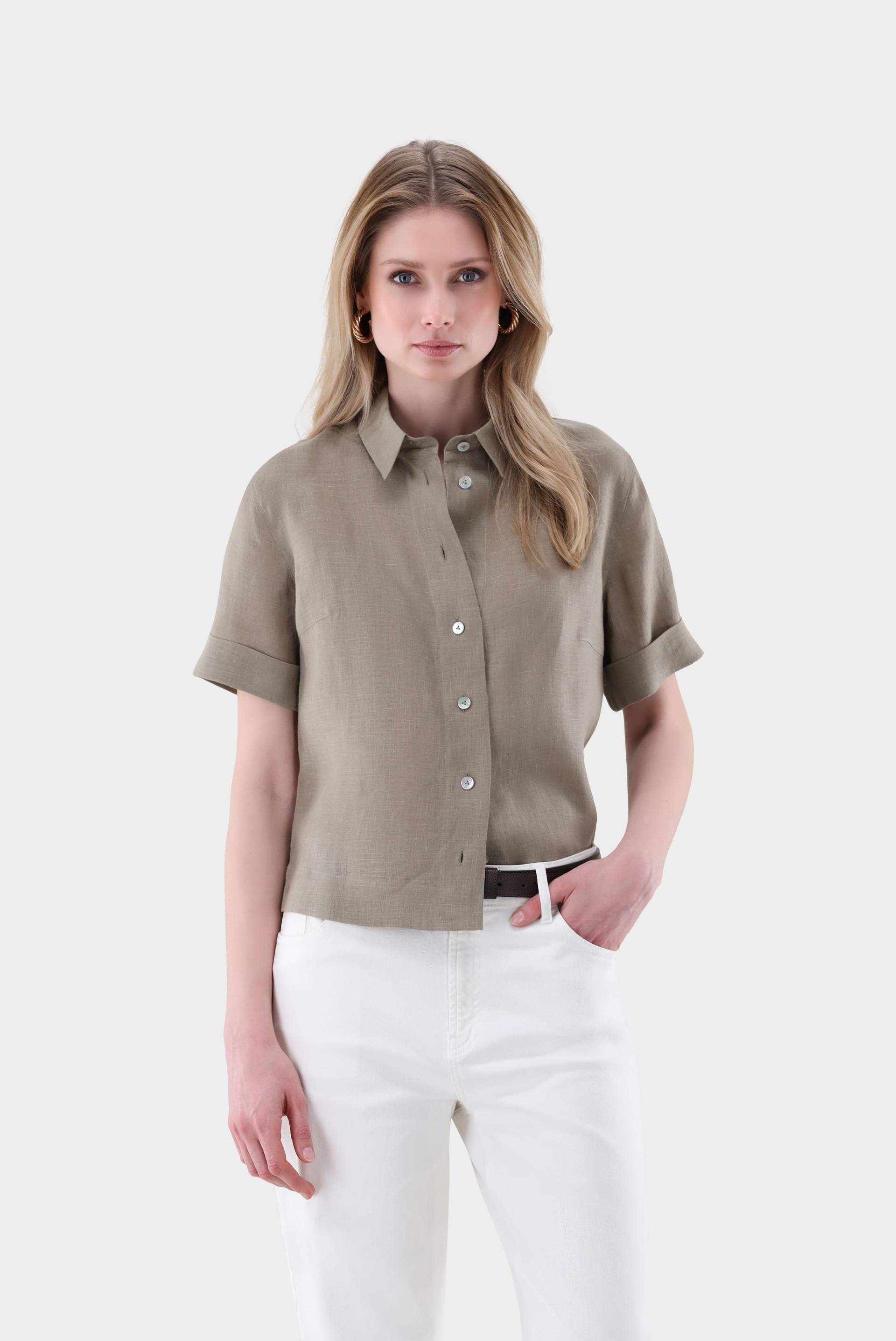 Kurzarm Hemdbluse aus Leinen Boxy Fit von van Laack