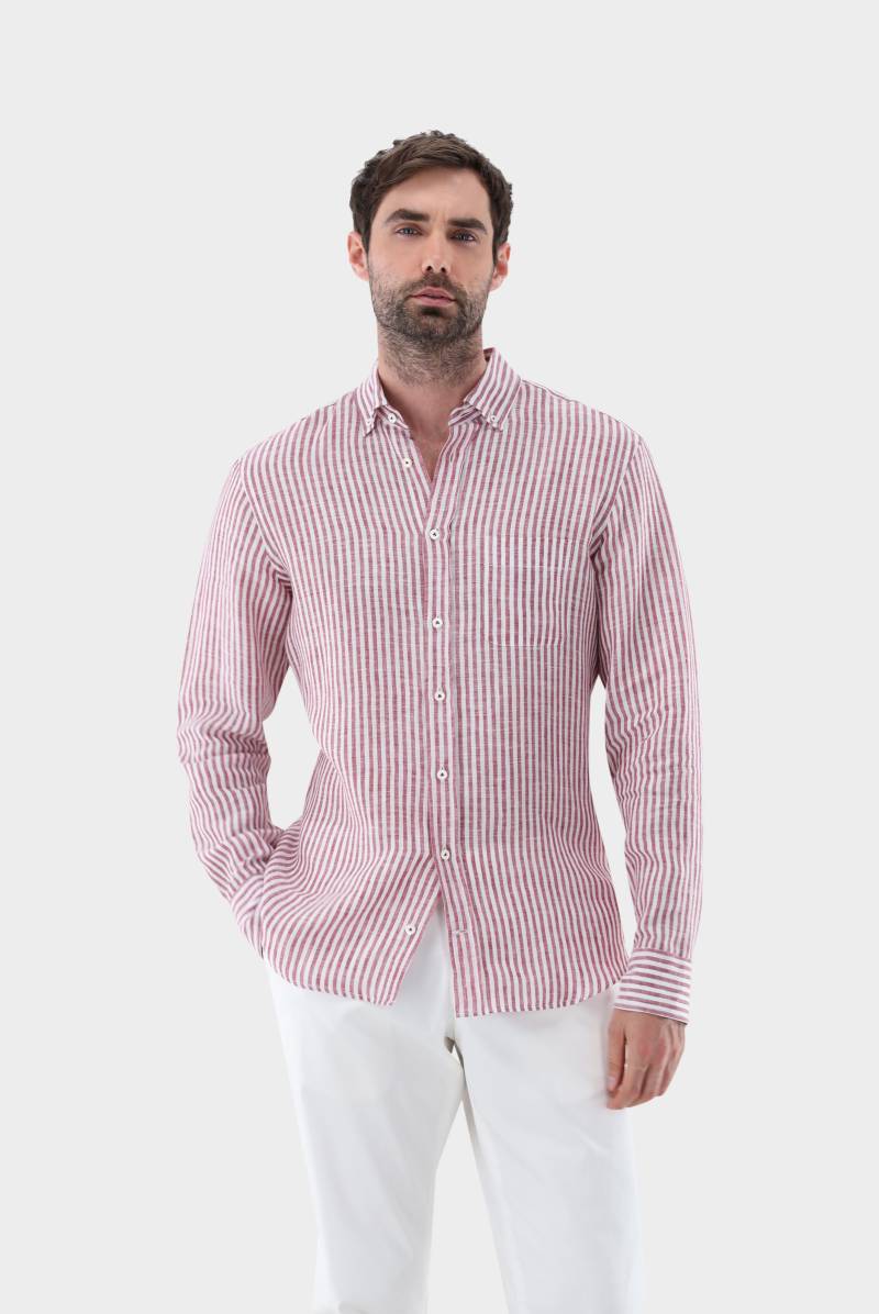 Leinenhemd gestreift mit Button Down Tailor Fit von van Laack