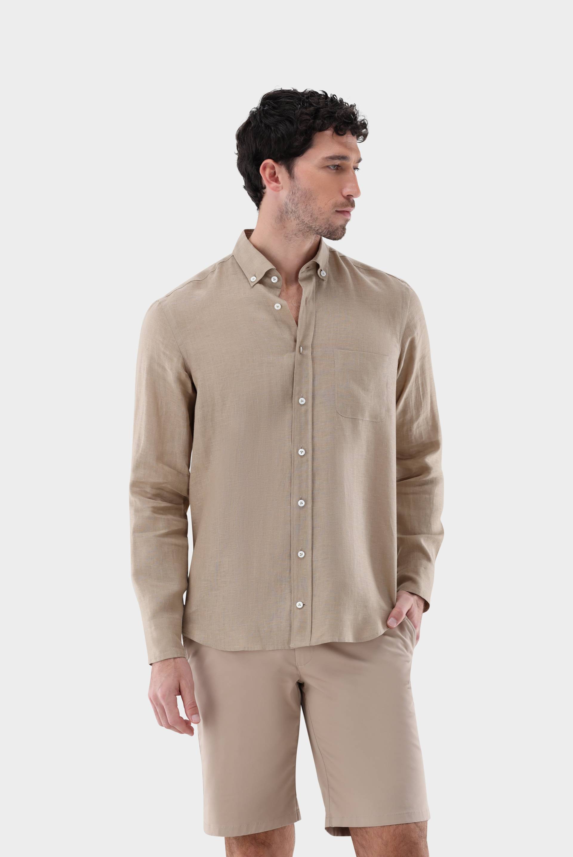 Leinenhemd mit Button-Down Kragen Tailor Fit von van Laack