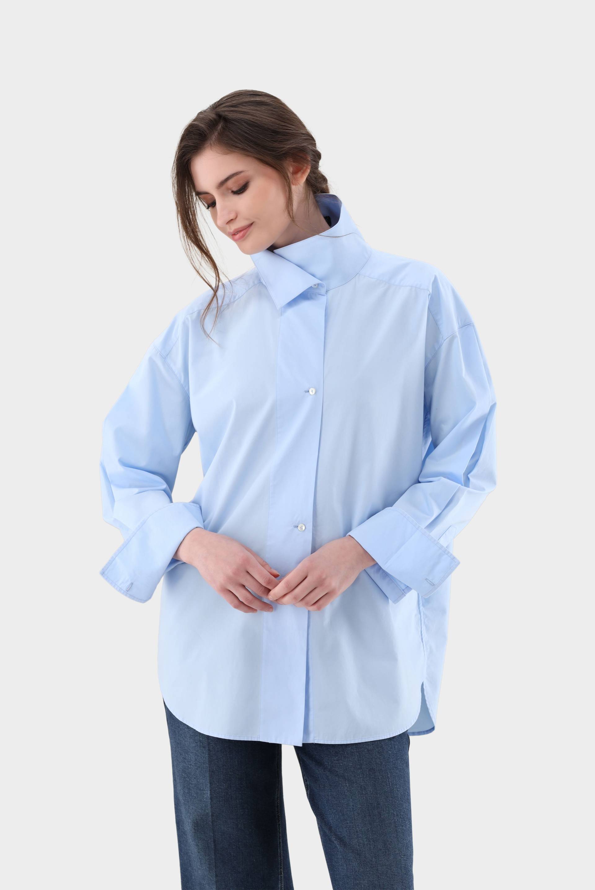 Lockere Bluse mit hohem Stehkragen von van Laack