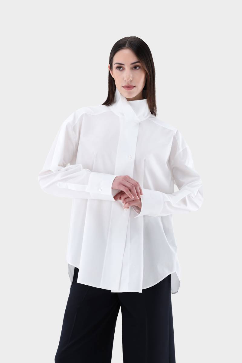 Lockere Popeline-Bluse mit hohem Stehkragen von van Laack