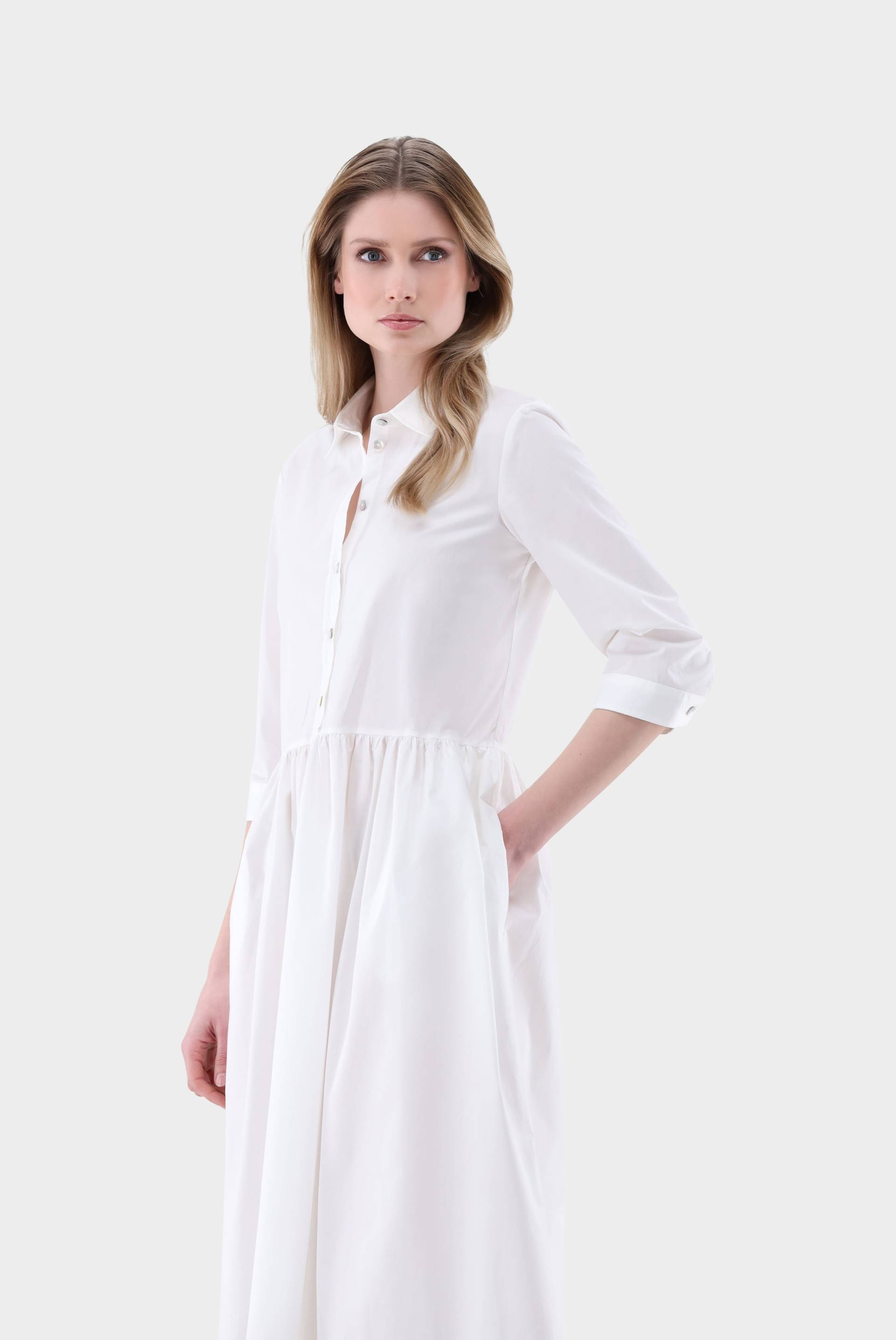 Midi-Hemdblusenkleid aus Baumwollstretch von van Laack