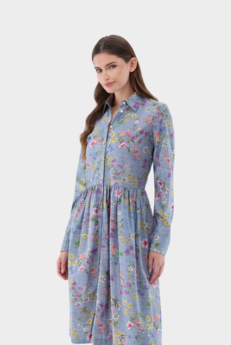 Midi-Hemdblusenkleid mit Jeans-Blumen-Druck von van Laack