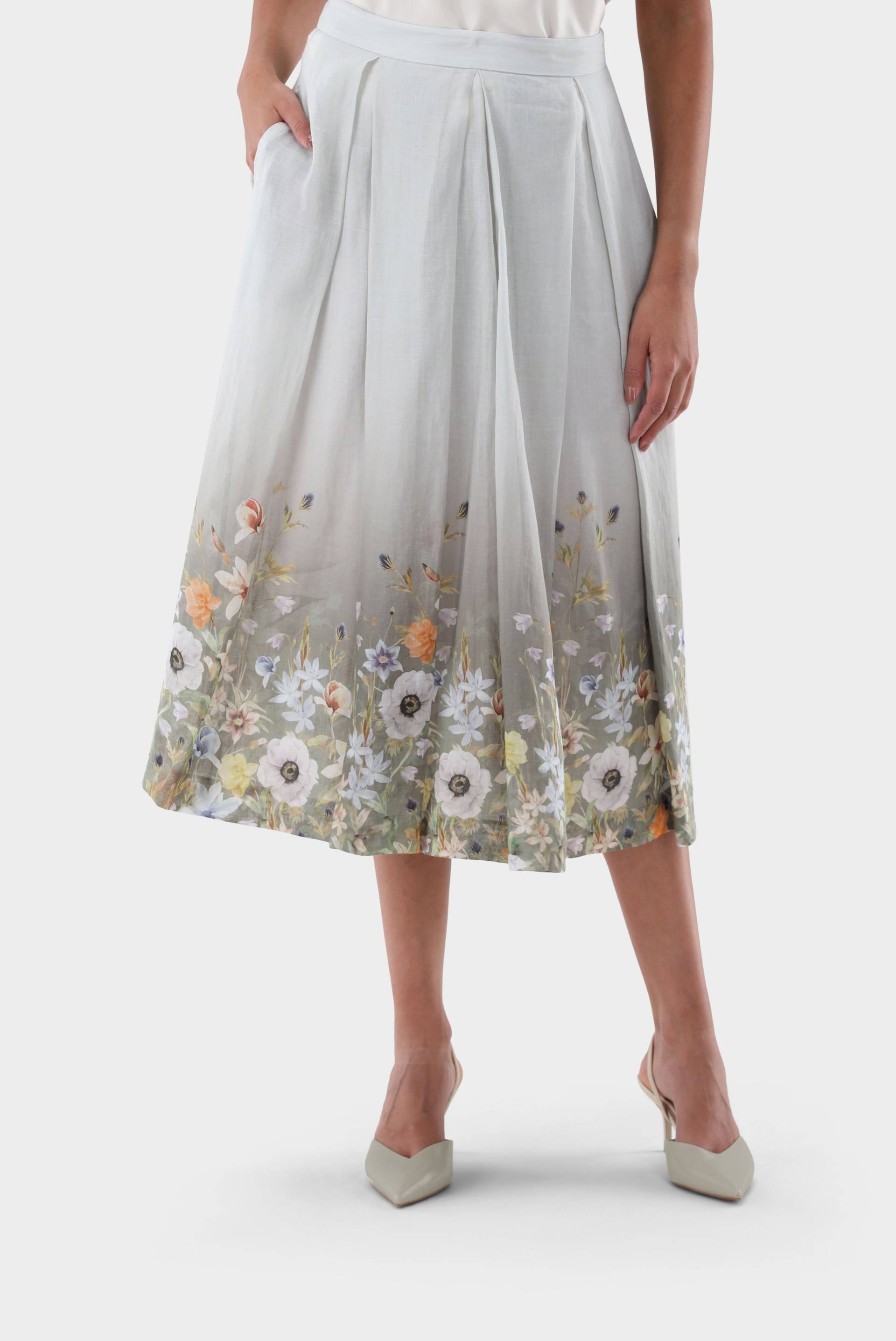 Midi-Rock mit Blumenmuster von van Laack