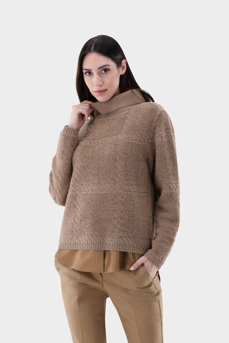 Oversized Rollkragenpullover mit Karo-Struktur von van Laack