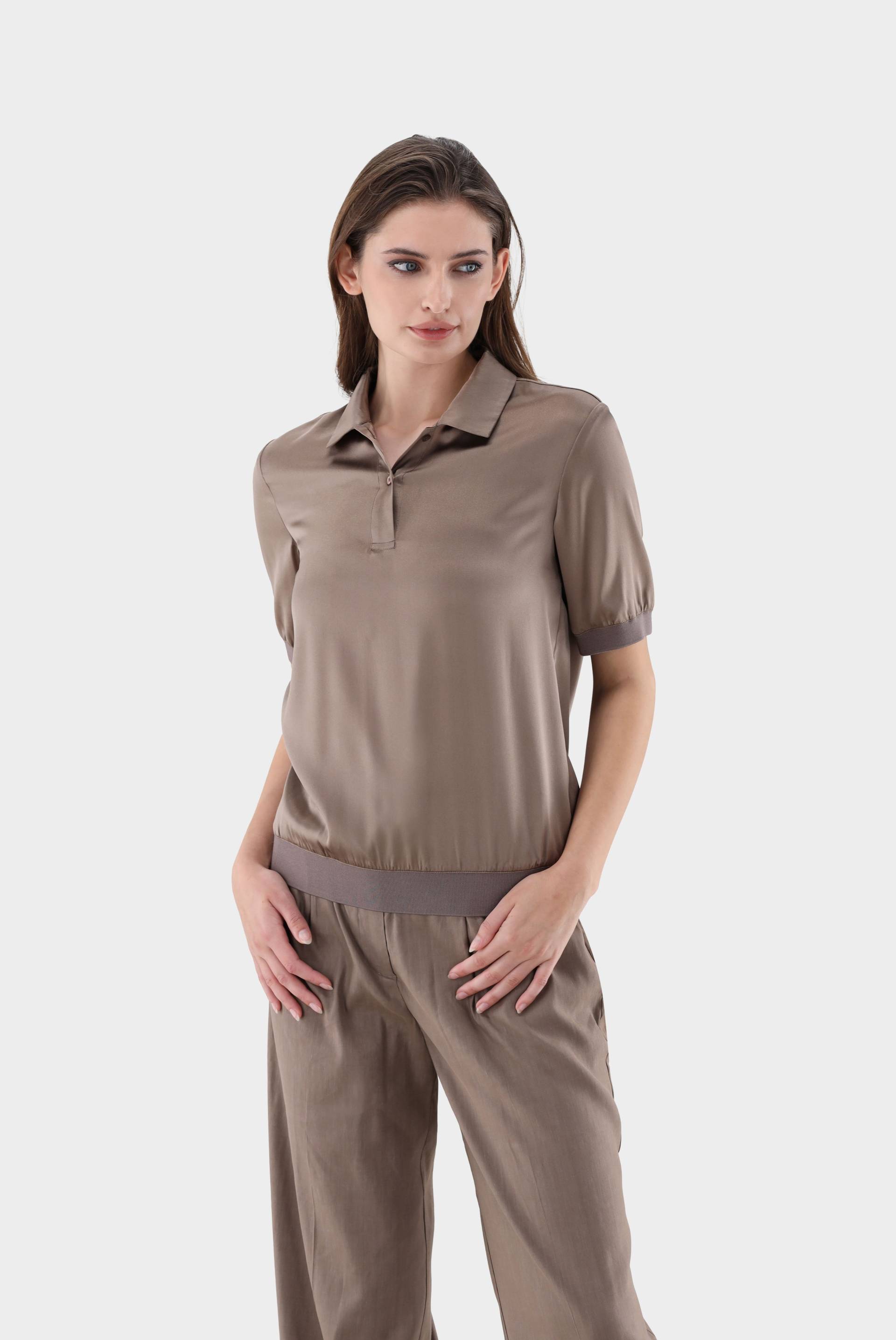 Poloshirt aus Seidensatin von van Laack