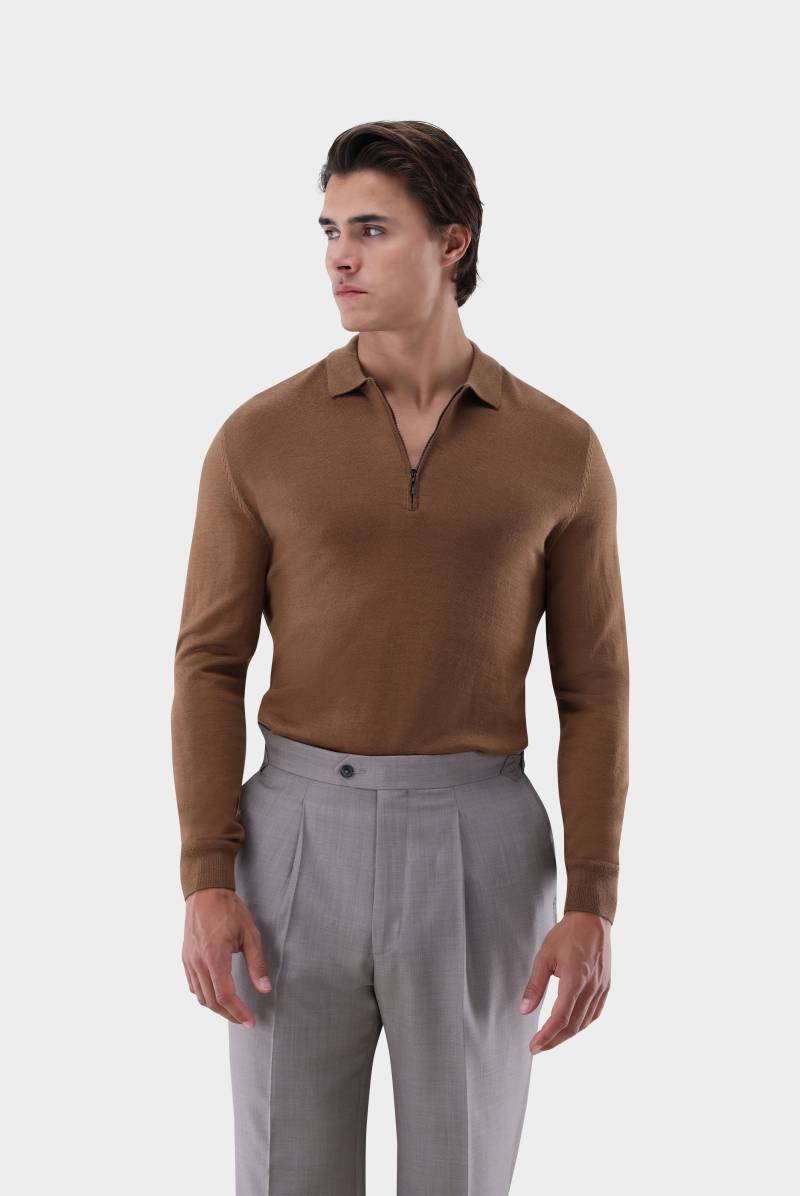 Poloshirt Langarm mit Reißverschluss aus merzerisierter Wolle Poloshirt Langarm mit Reißverschluss aus merzerisierter Wolle von van Laack