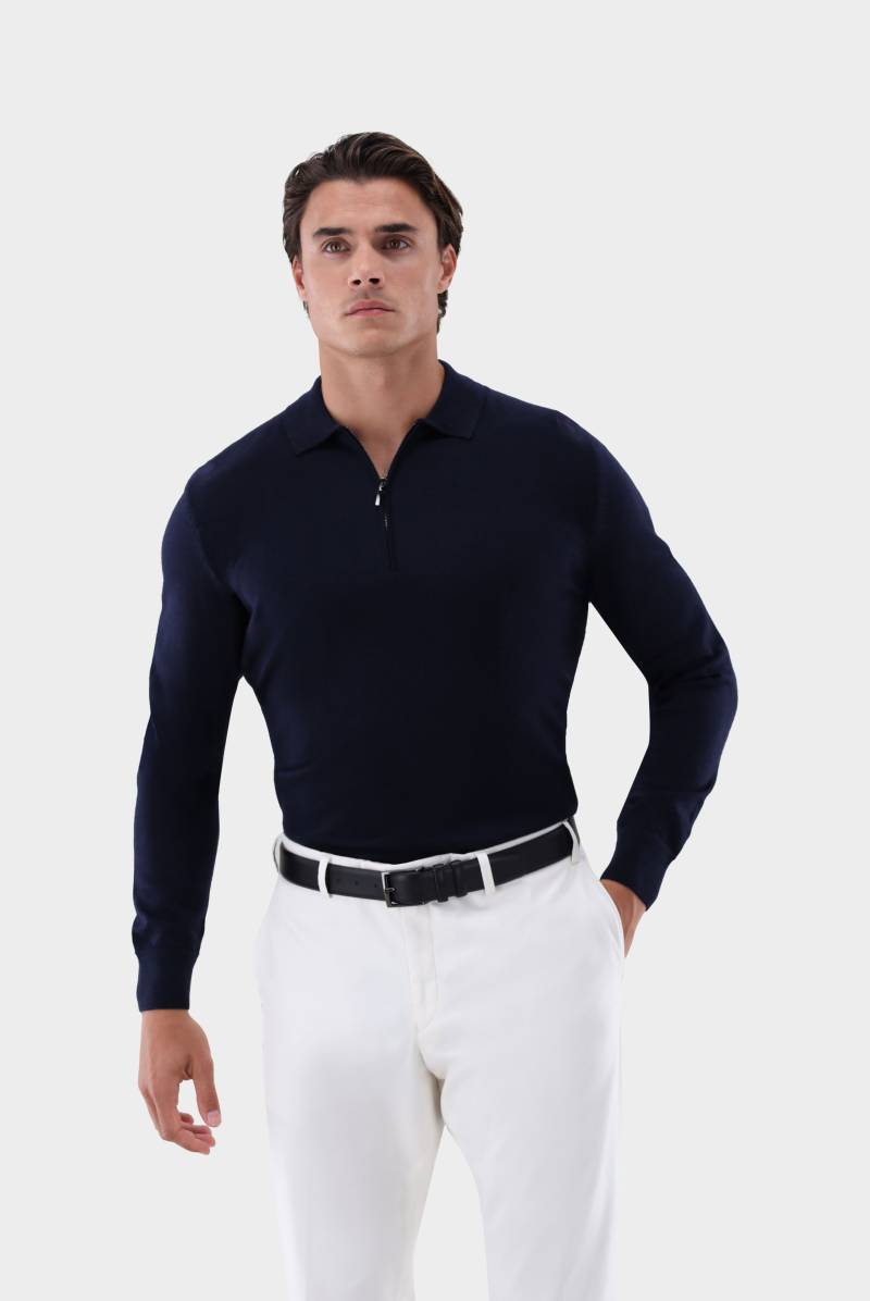 Poloshirt Langarm mit Reißverschluss aus merzerisierter Wolle Poloshirt Langarm mit Reißverschluss aus merzerisierter Wolle von van Laack