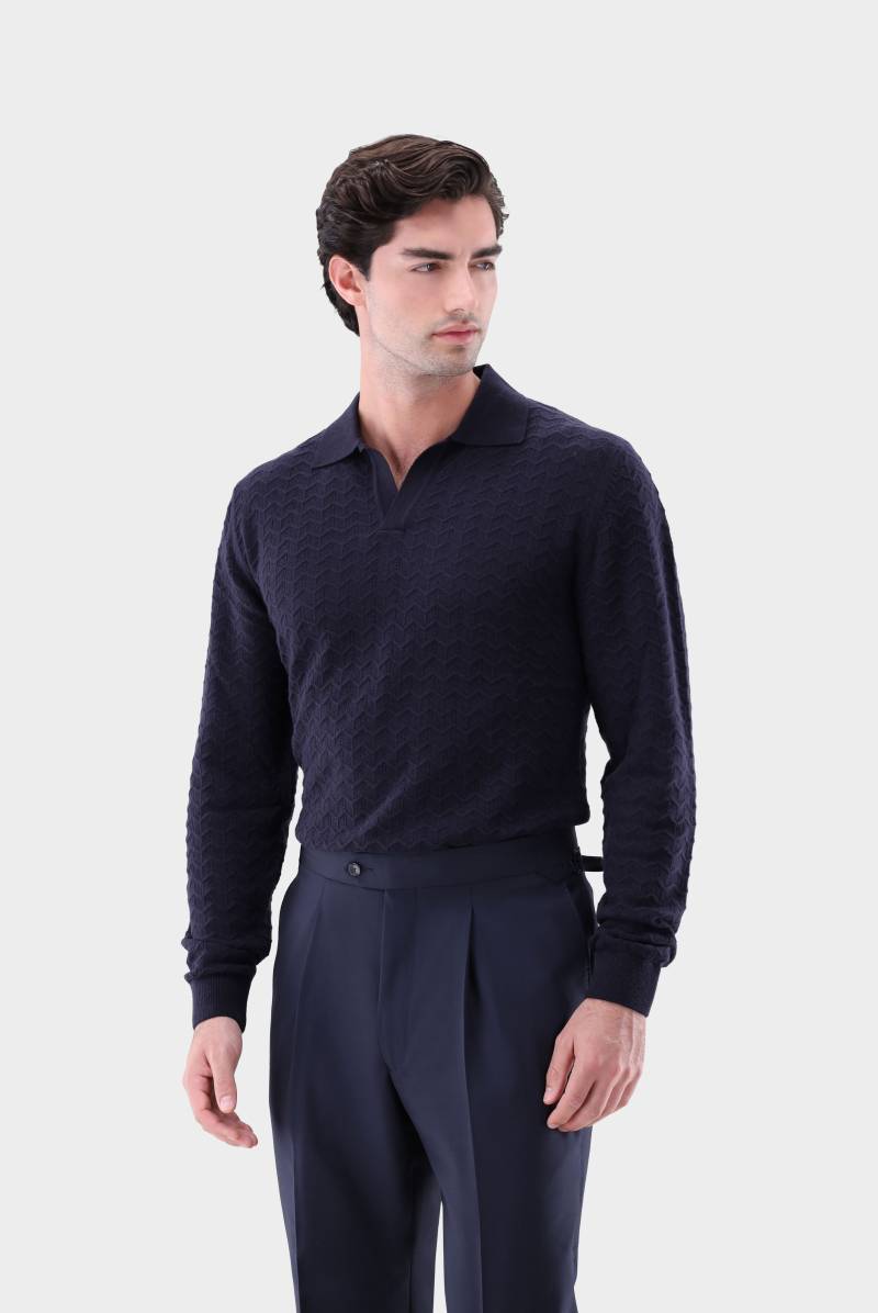 Poloshirt gestrickt mit V-Neck und Struktur von van Laack