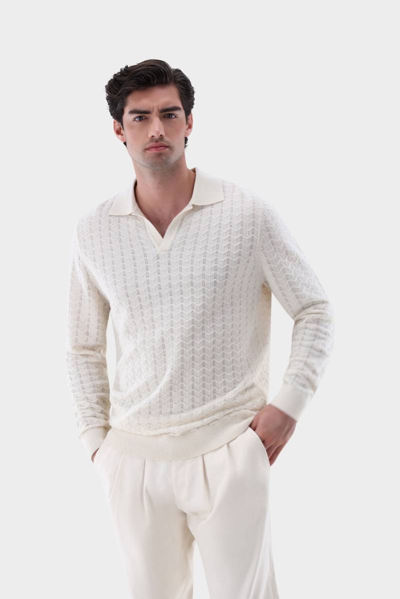 Poloshirt gestrickt mit V-Neck und Struktur von van Laack