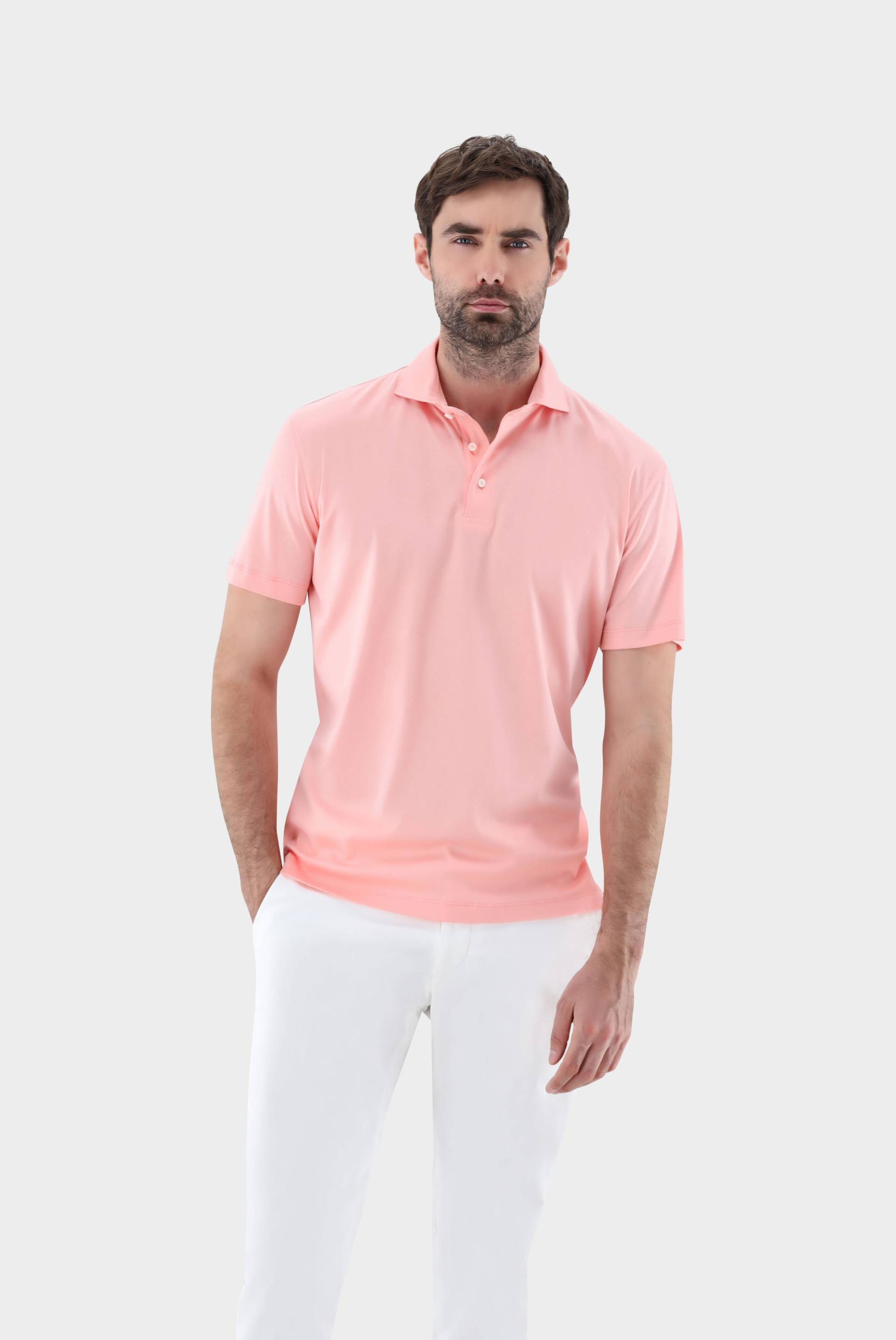 Poloshirt mit Langarm aus Schweizer Baumwolljersey von van Laack