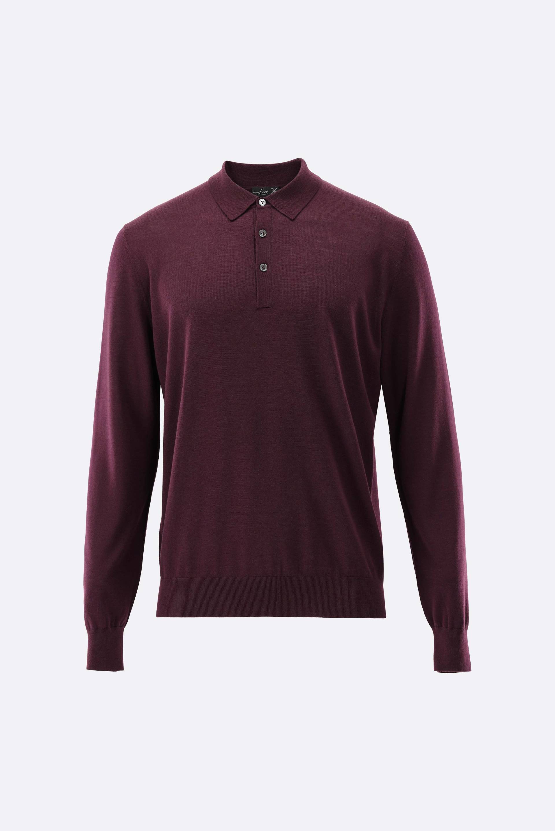 Poloshirt mit Langarm gestrickt aus Merinowolle von van Laack