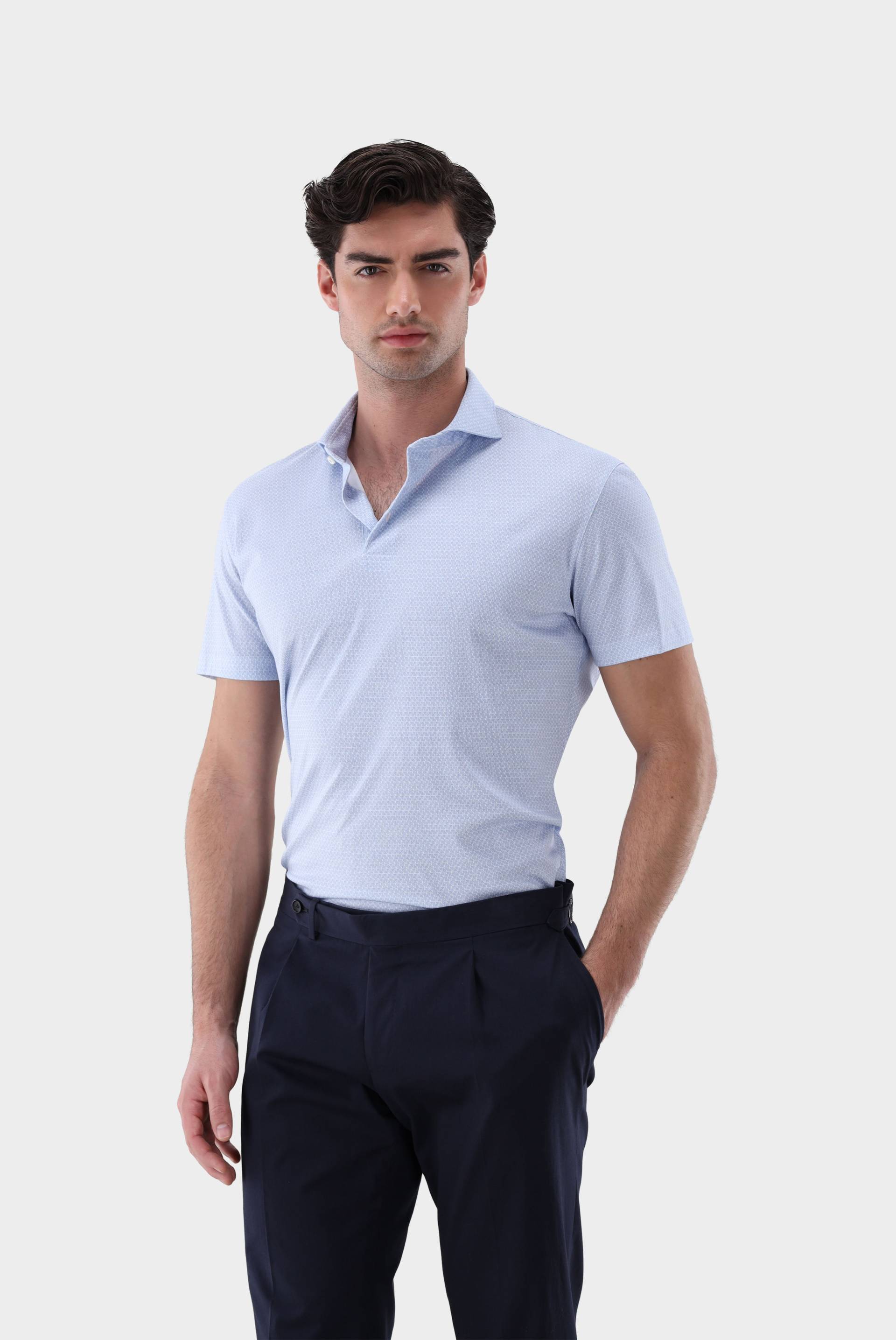 Poloshirt mit Signature-Print aus Schweizer Baumwolljersey von van Laack