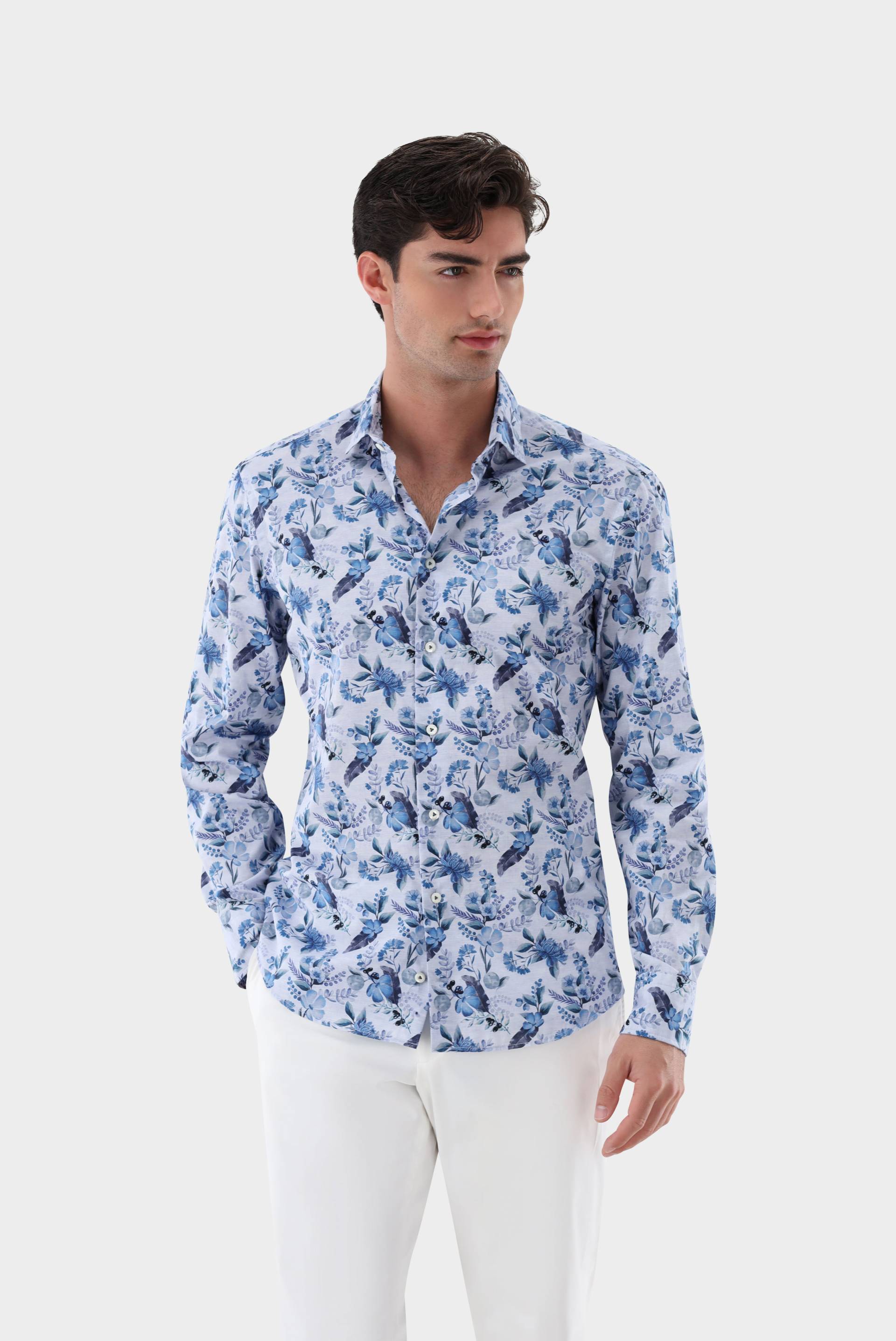 Popeline Hemd mit Blumendruck Tailor Fit von van Laack