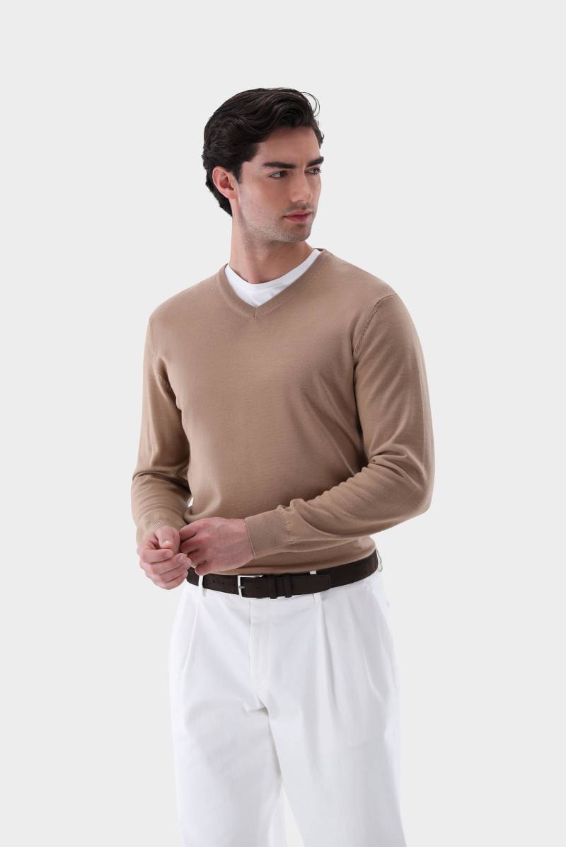 Pullover aus Merzerisierter Merinowolle mit V-Ausschnitt von van Laack