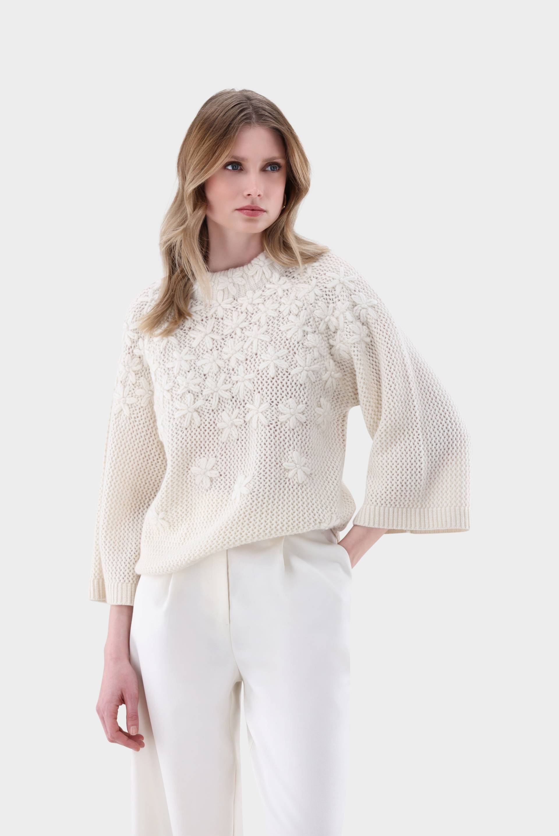 Pullover mit 3D-Muster und Stehkragen von van Laack