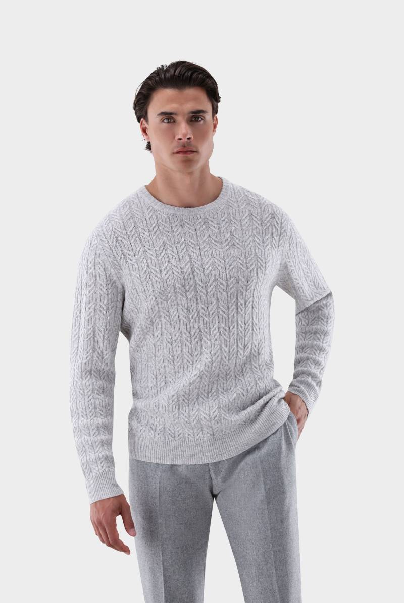 Rundhalspullover mit Zopfstrick und Kaschmir von van Laack