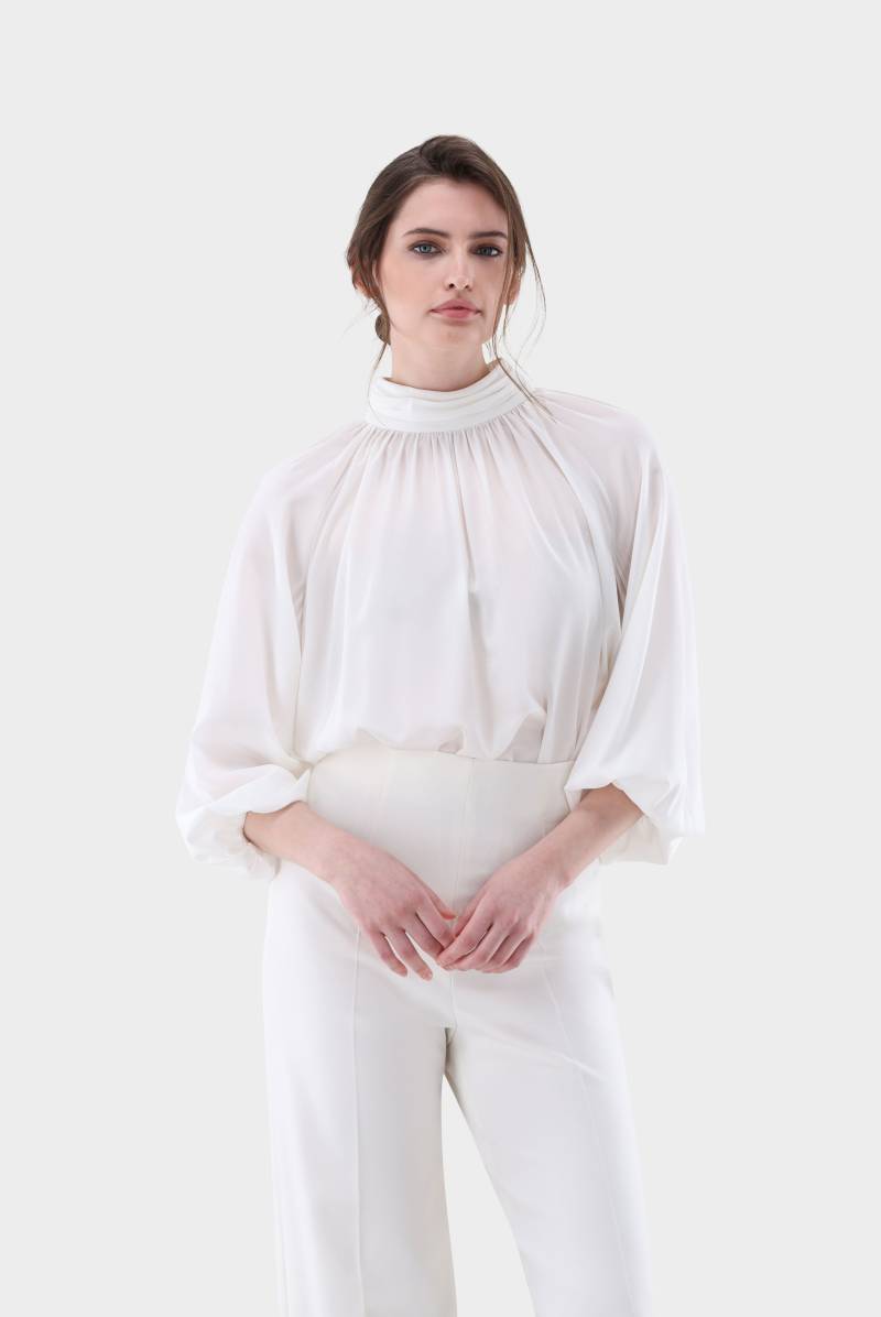 Stehkragenbluse aus Seide mit lockerem Schnitt von van Laack