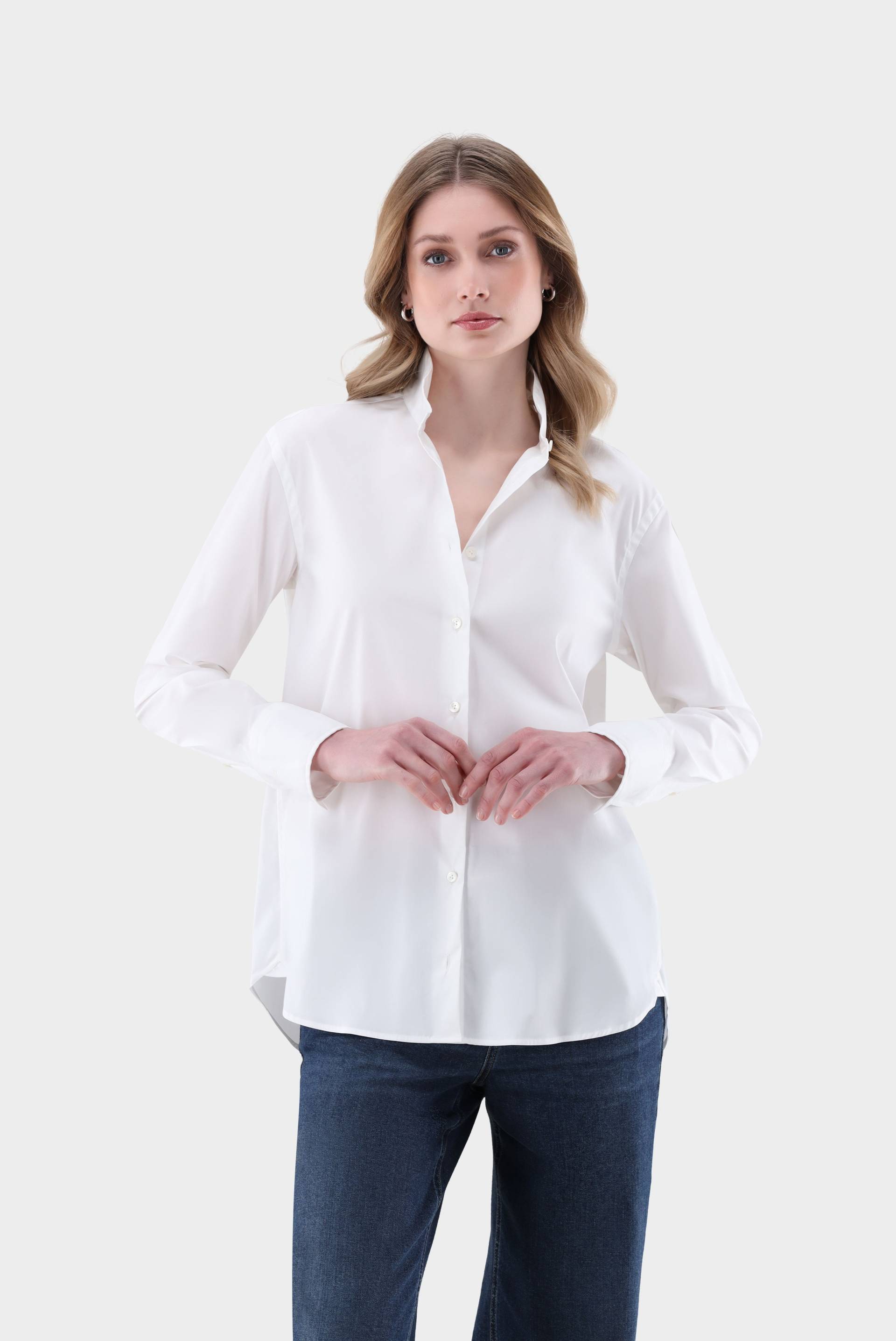 Stehkragenbluse mit lockerer Passform von van Laack