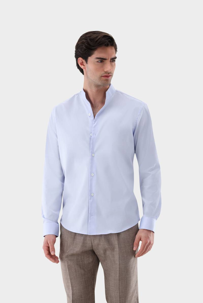 Stehkragenhemd aus bügelfreiem Twill Gewebe mit V-Ausschnitt von van Laack