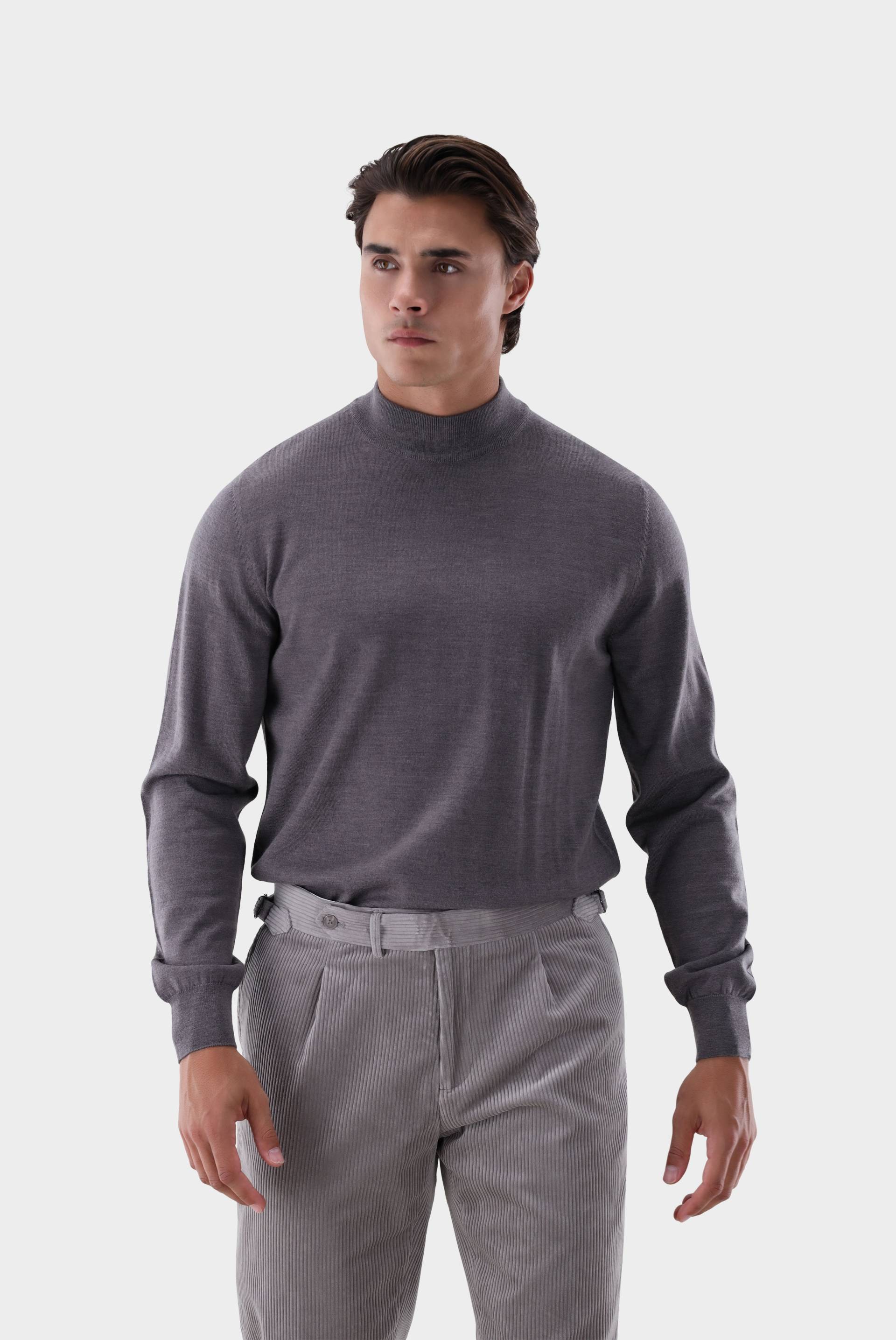 Stehkragenpullover aus merzerisierter Merinowolle von van Laack