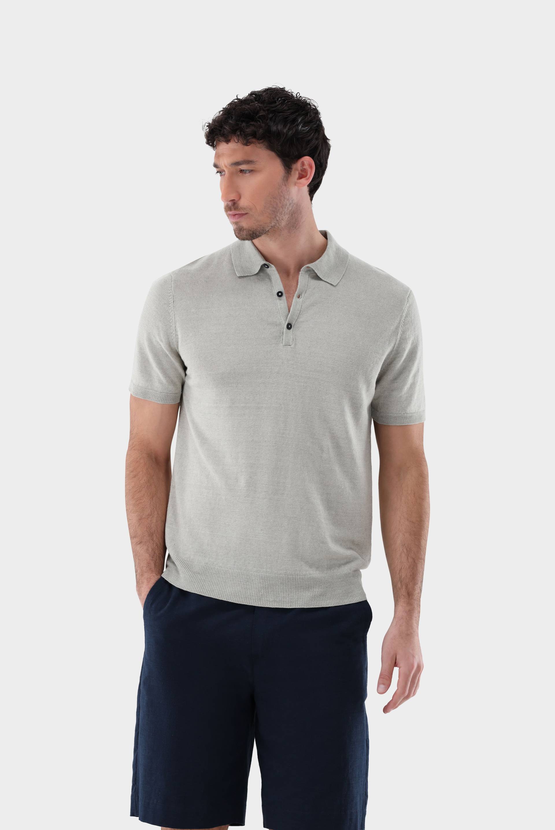 Strick Polo Shirt aus Leinen von van Laack