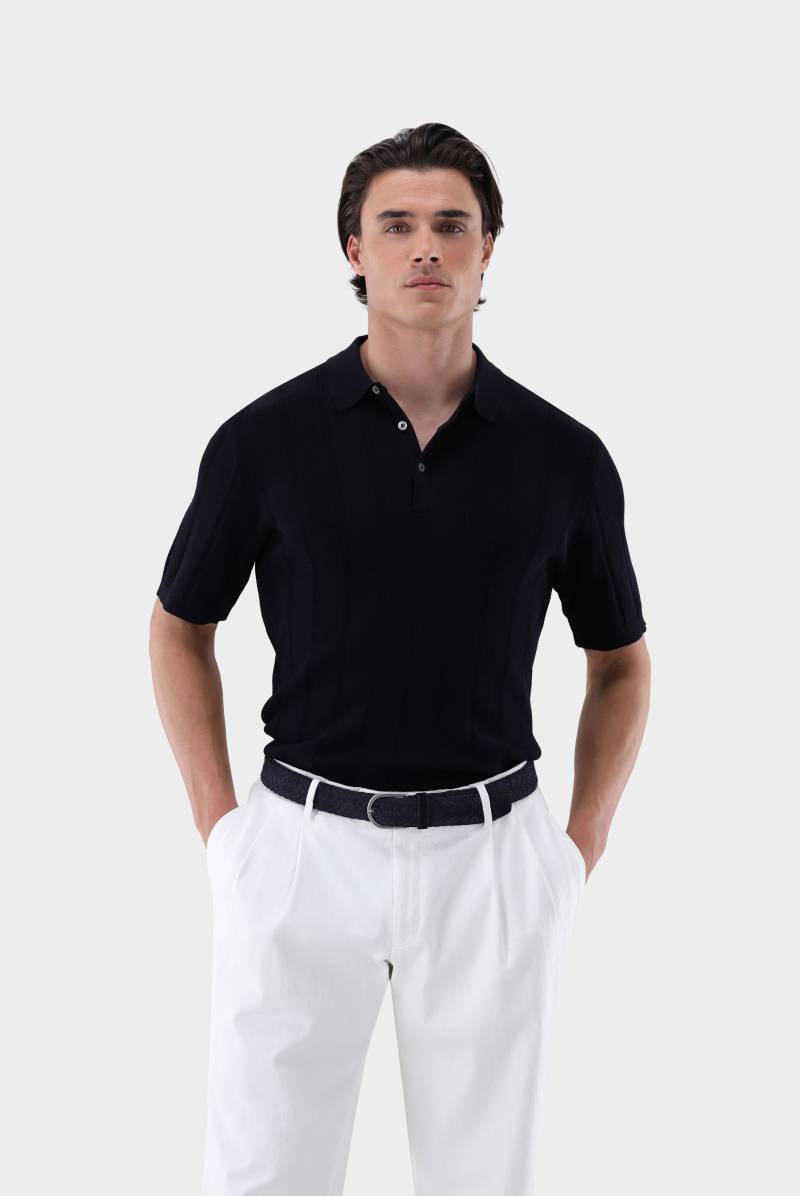 Strick-Poloshirt mit Jacquard Streifen von van Laack