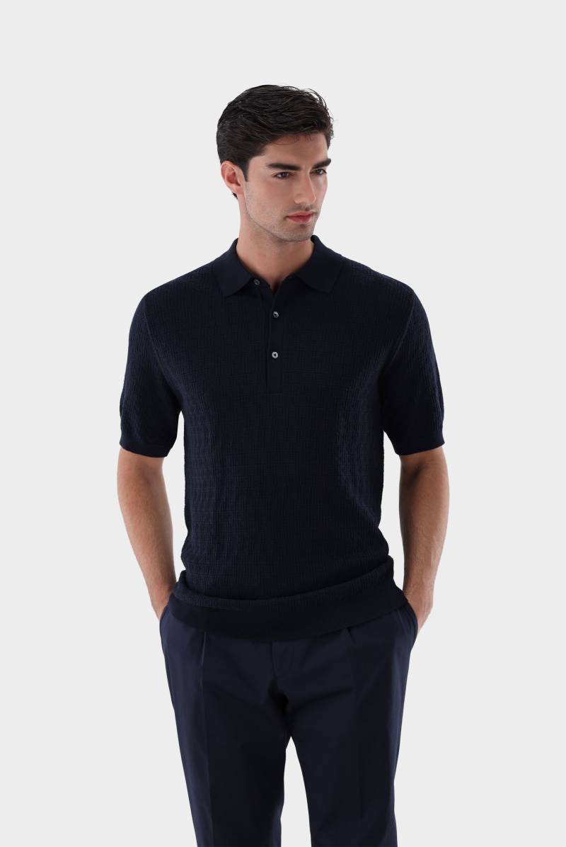 Strick-Poloshirt mit Signature Jacquard Muster von van Laack