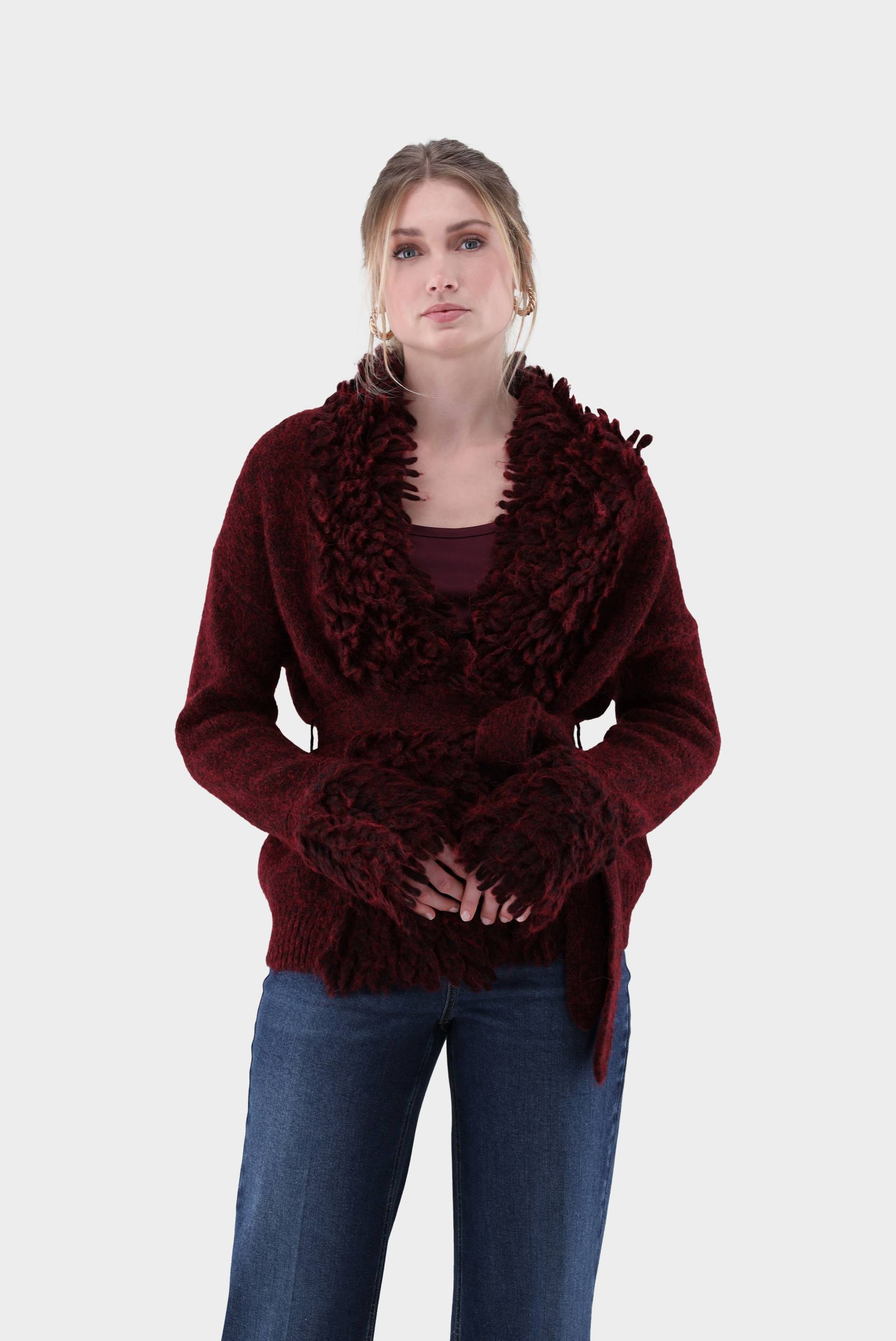 Strickjacke mit Fransen und Bindegürtel von van Laack