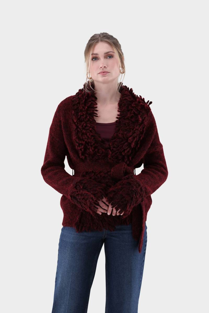 Strickjacke mit Fransen und Bindegürtel von van Laack