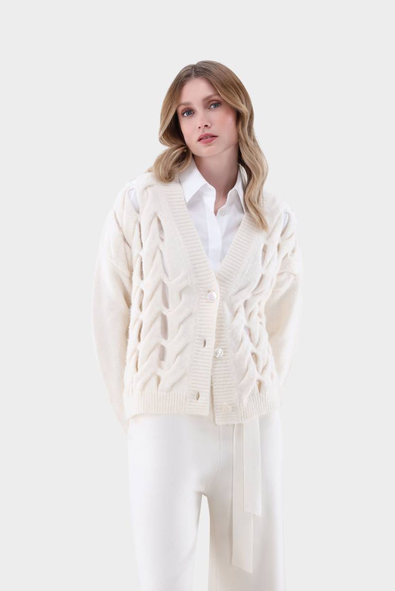 Strickjacke mit offenem Zopfstrickmuster von van Laack