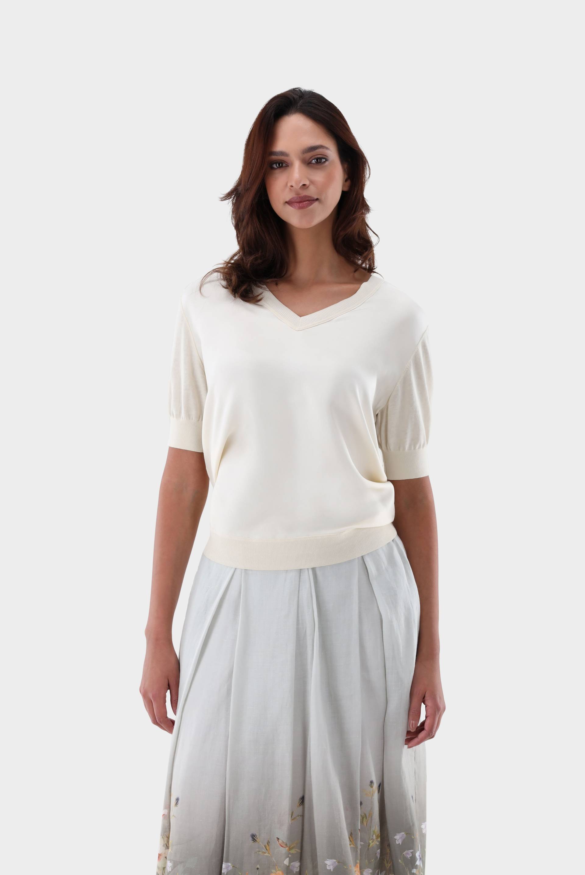 T-Shirt gestrickt mit Seiden-Vorderseite von van Laack