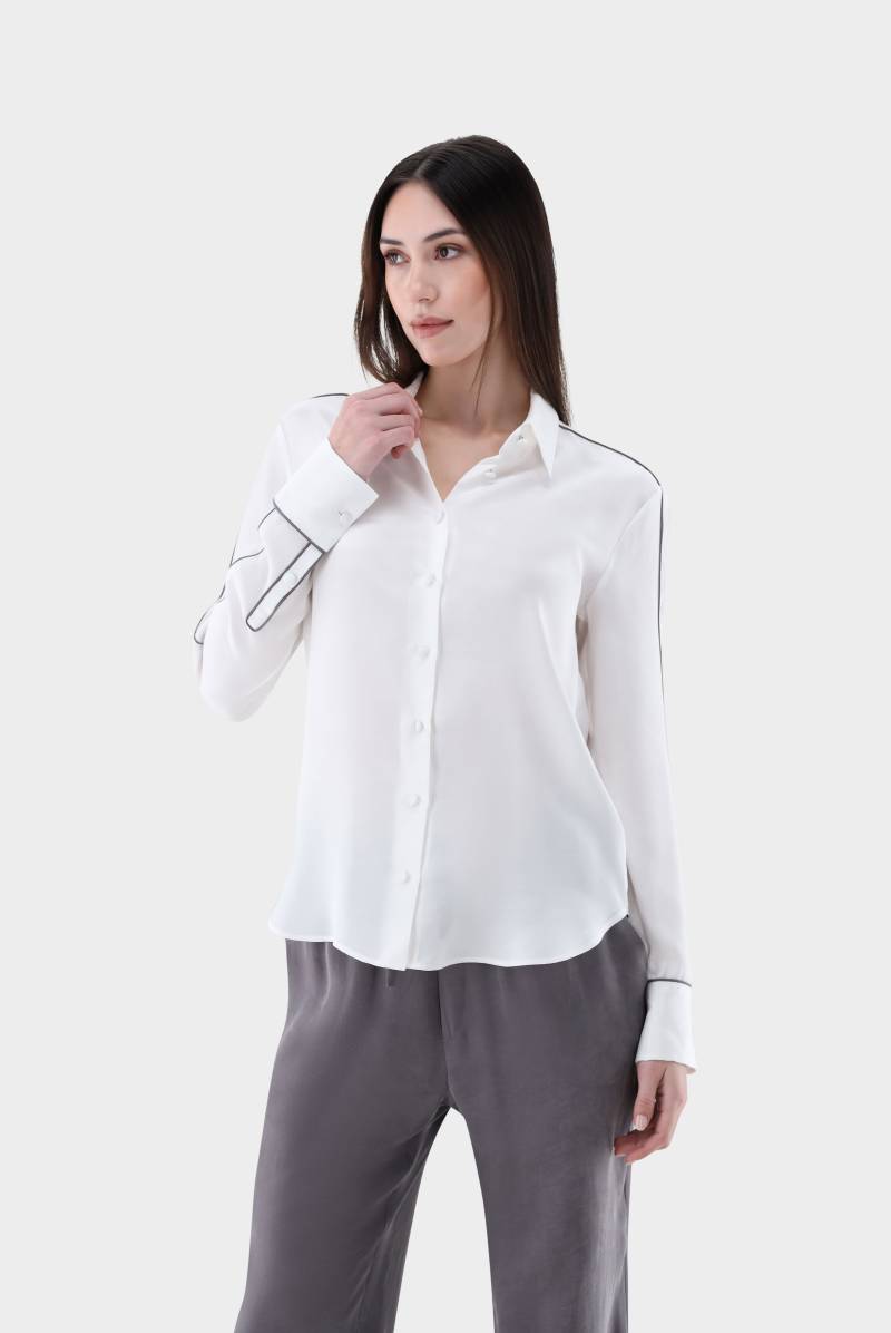 Hemdbluse aus Lyocell mit Kontrast-Paspel von van Laack