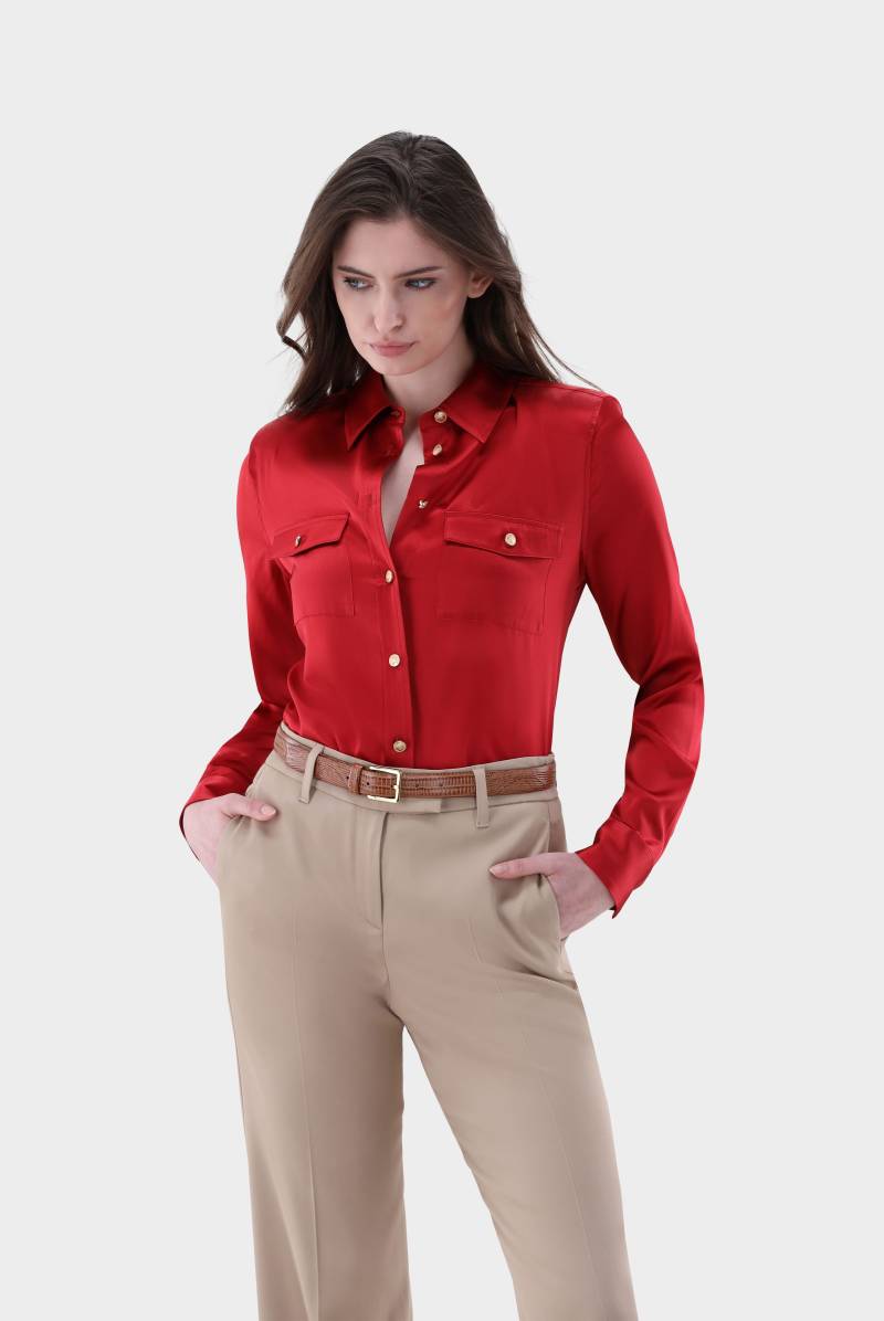 Taillierte Hemdbluse aus Seide mit Brusttaschen von van Laack