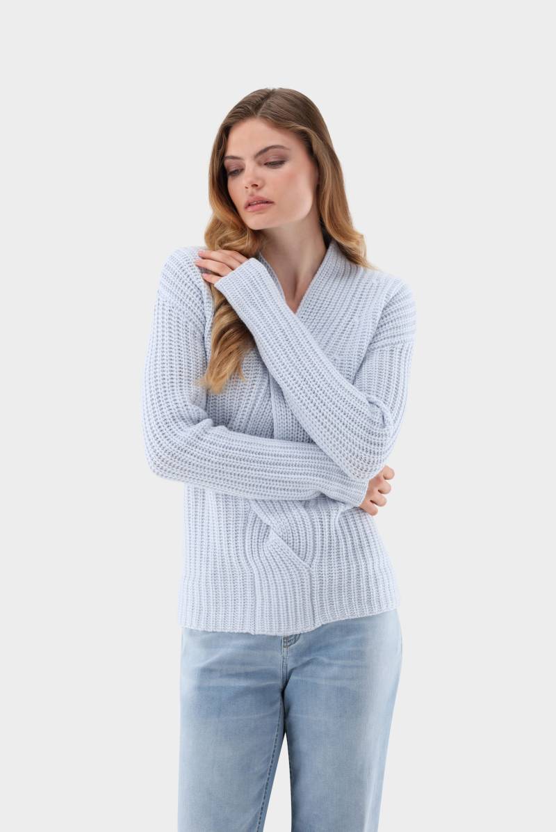 V-Ausschnitt-Pullover mit Zopfmuster von van Laack