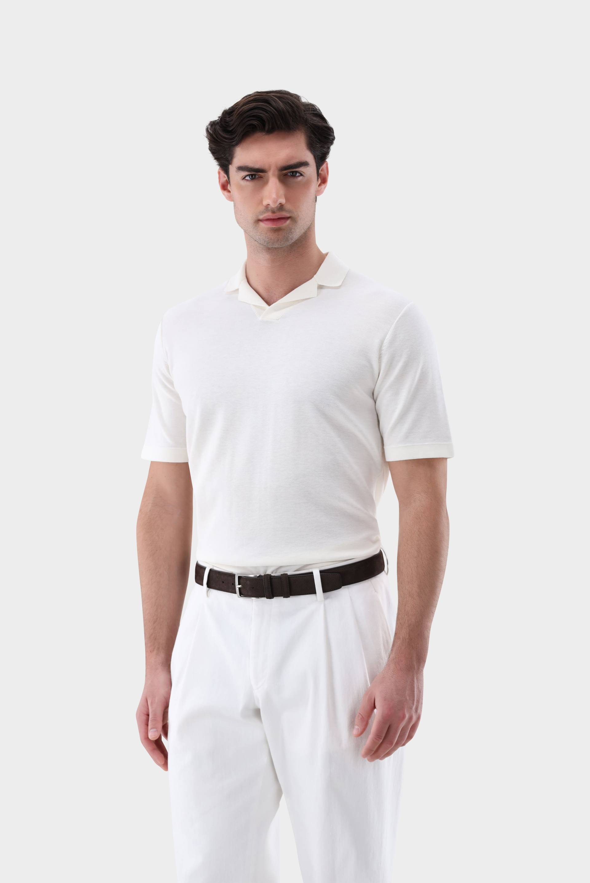 V-Neck Polo mit Revers und Seide V-Neck Polo mit Revers und Seide von van Laack